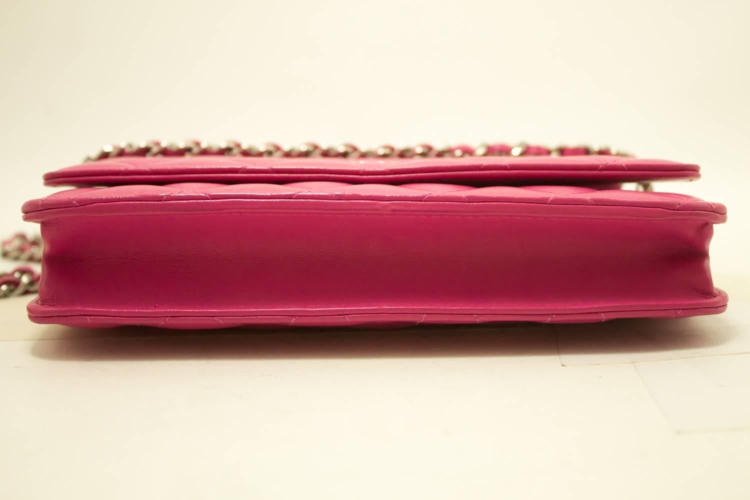 chanel hot pink wallet on chain