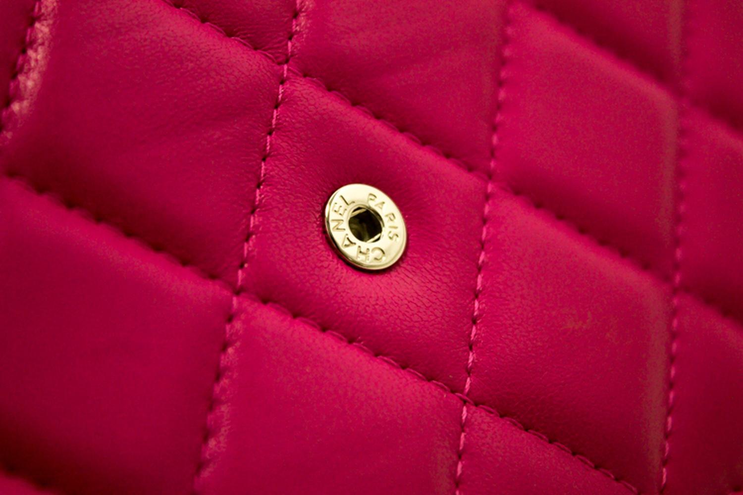 CHANEL Wallet On Chain WOC Hot Pink Shoulder Bag Crossbody Clutch 5