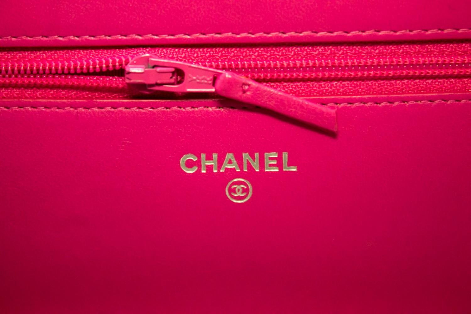 CHANEL Wallet On Chain WOC Hot Pink Shoulder Bag Crossbody Clutch 6