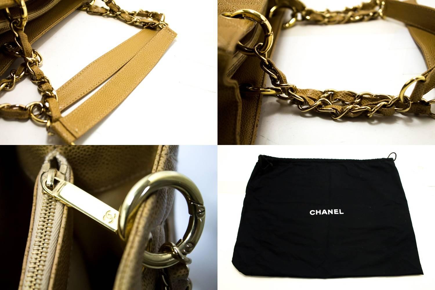 Chanel Caviar GST 13 Inch Beige Grand Shopping Tote Chain Shoulder Bag  3
