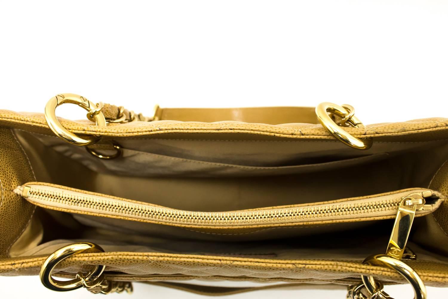 Chanel Caviar GST 13 Inch Beige Grand Shopping Tote Chain Shoulder Bag  6