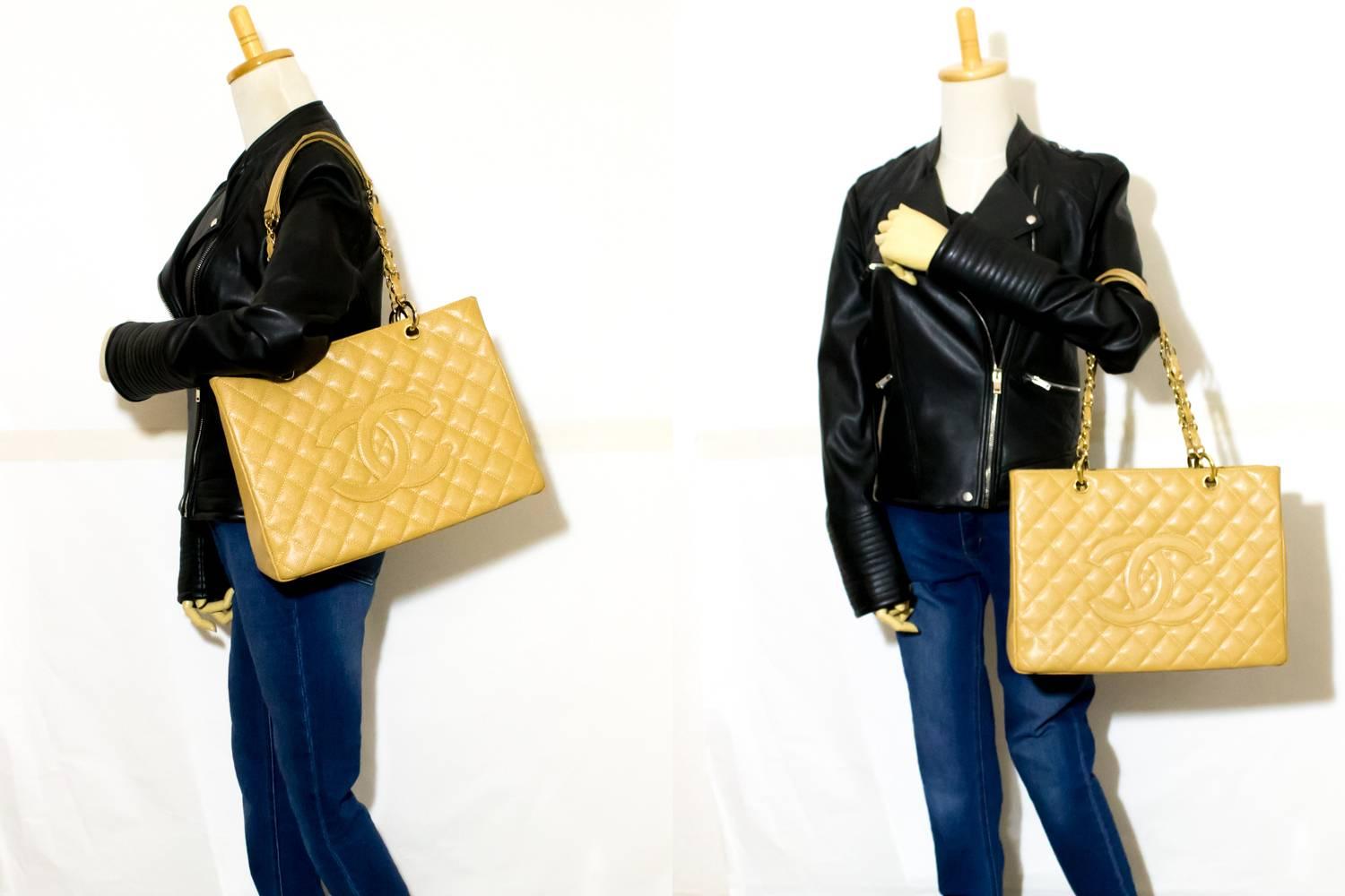 Chanel Caviar GST 13 Inch Beige Grand Shopping Tote Chain Shoulder Bag  8