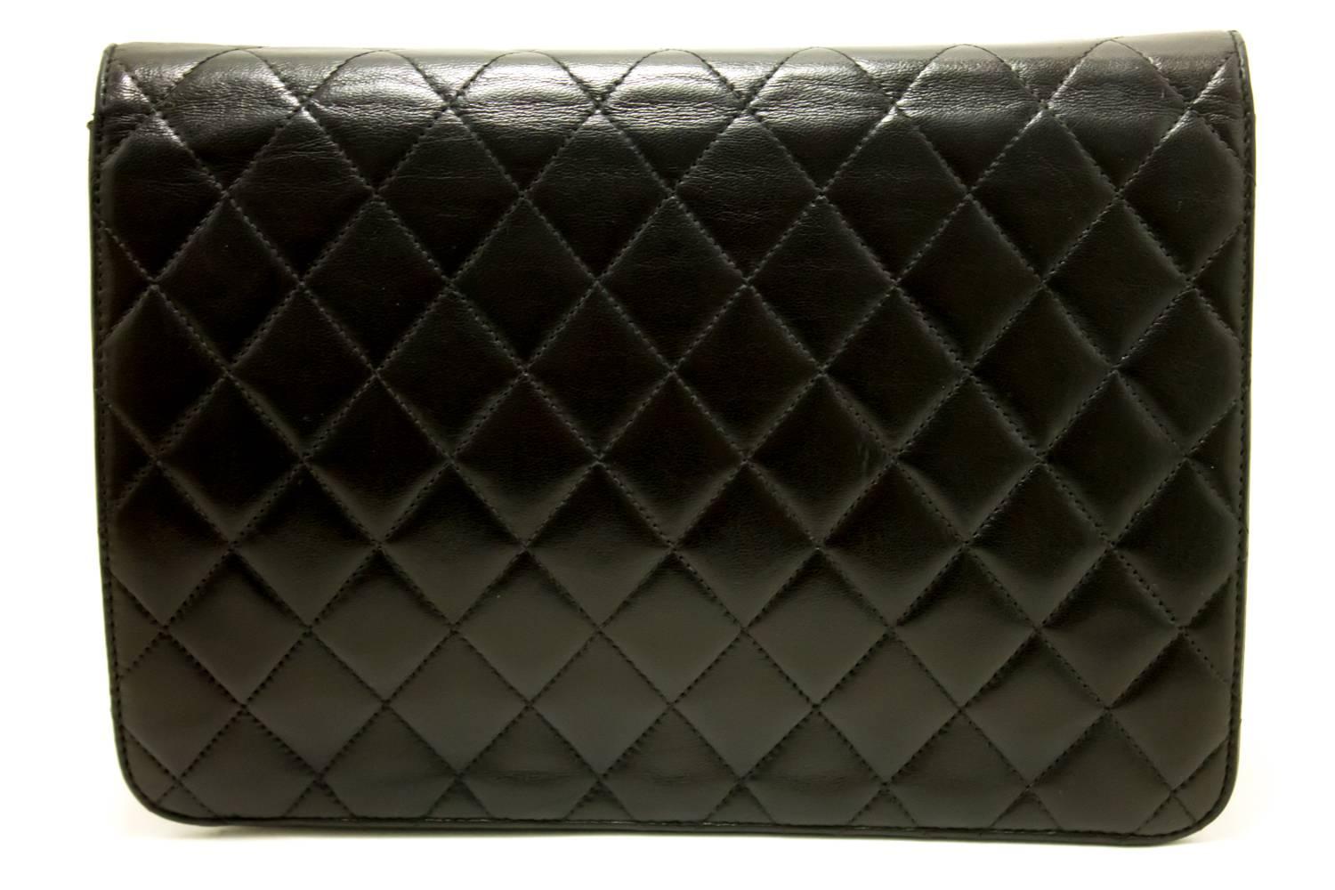 CHANEL Chain Shoulder Bag Clutch Black Quilted Flap Lambskin In Excellent Condition In Takamatsu-shi, JP