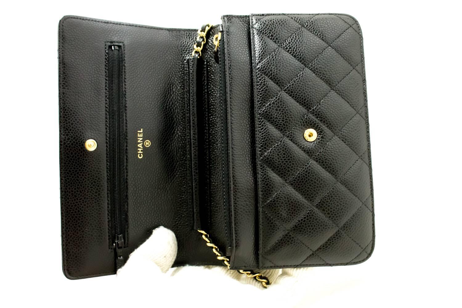 CHANEL Caviar Wallet On Chain WOC Black Shoulder Bag Crossbody 3