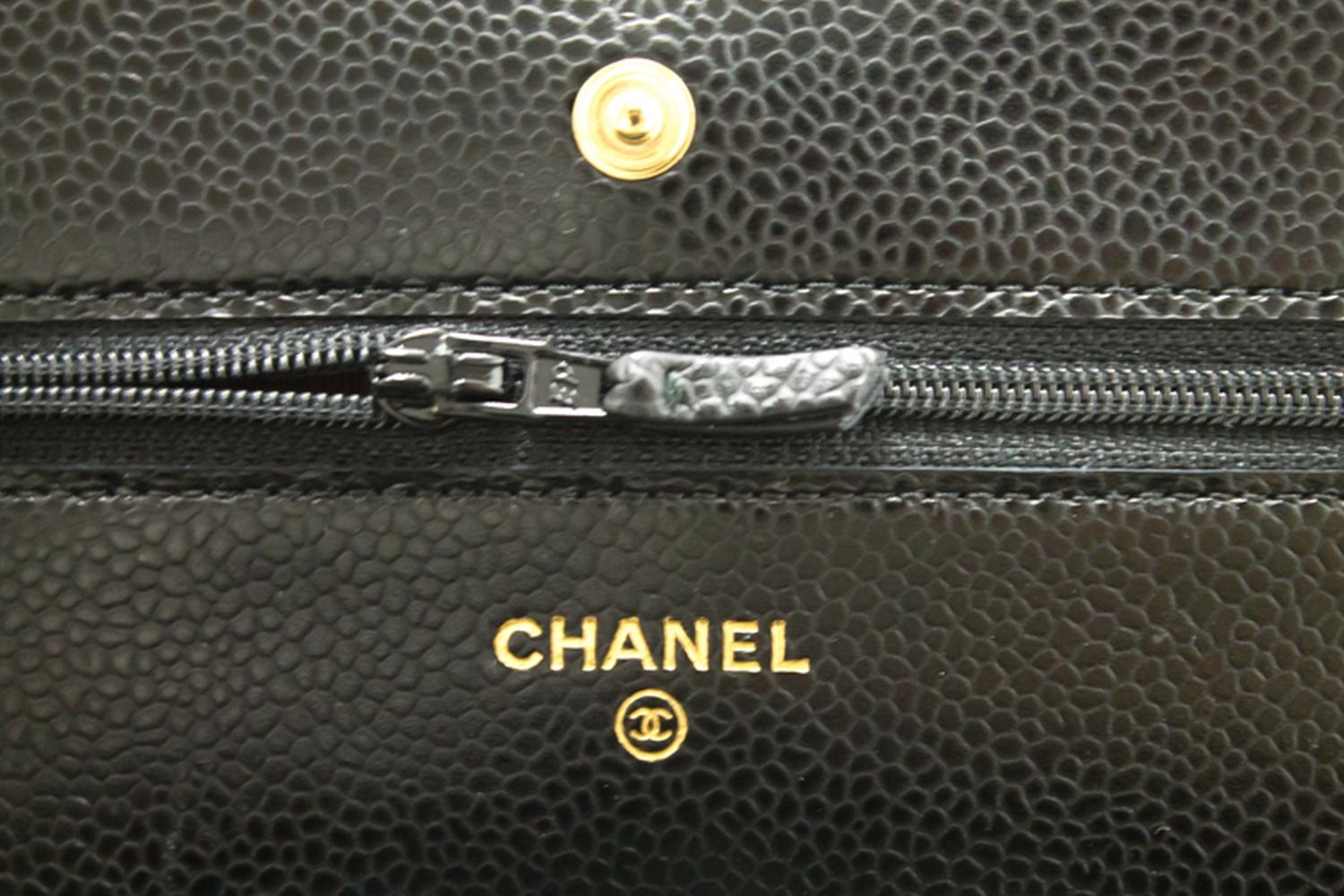 CHANEL Caviar Wallet On Chain WOC Black Shoulder Bag Crossbody 8