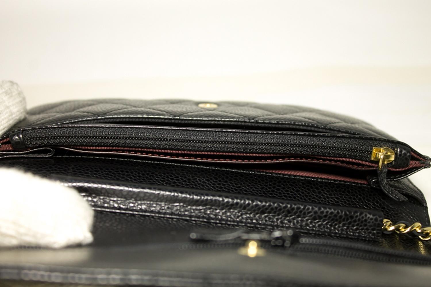 CHANEL Caviar Wallet On Chain WOC Black Shoulder Bag Crossbody 11