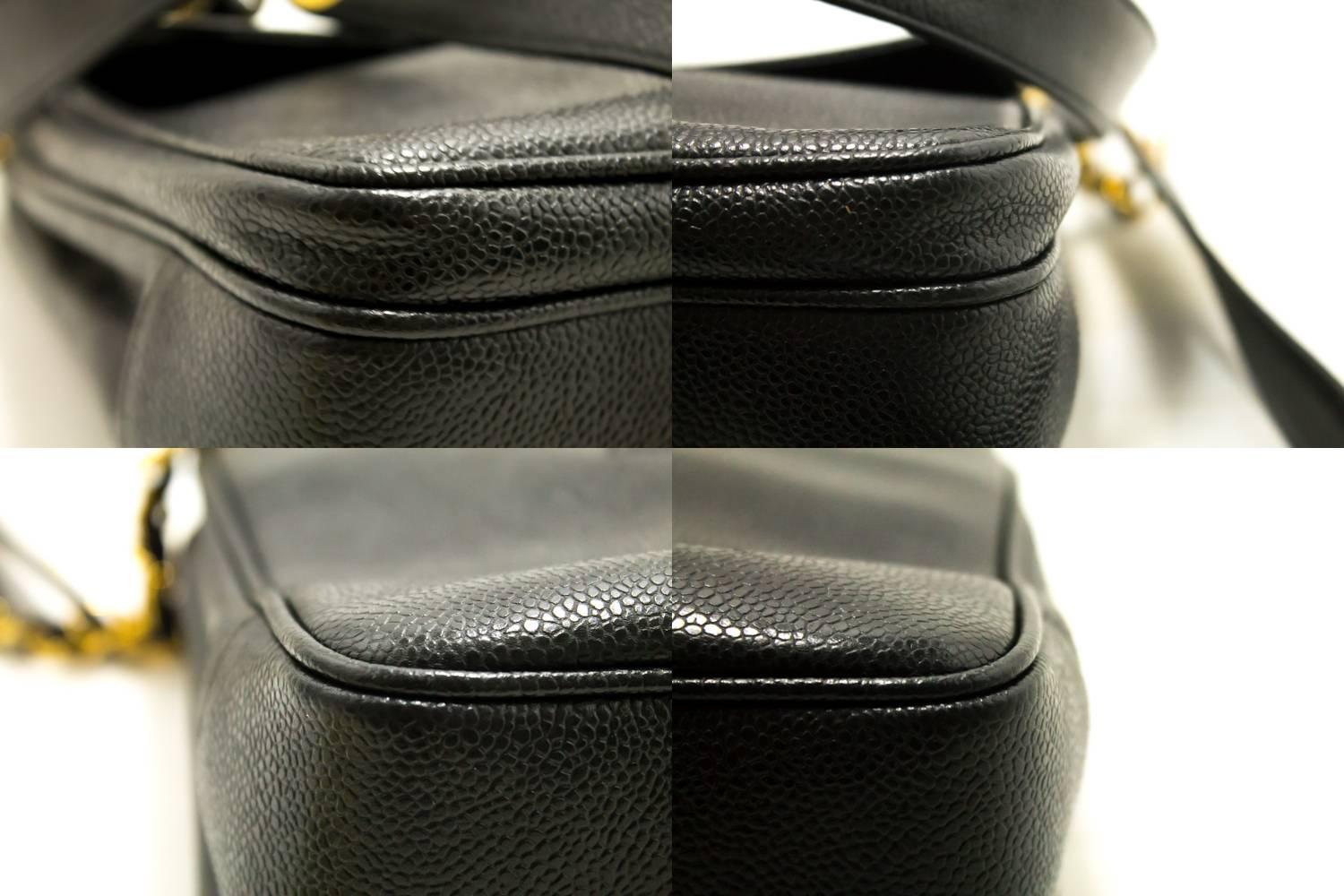 CHANEL Caviar Chain Shoulder Bag Black Leather Gold Hw CC Pocket 2