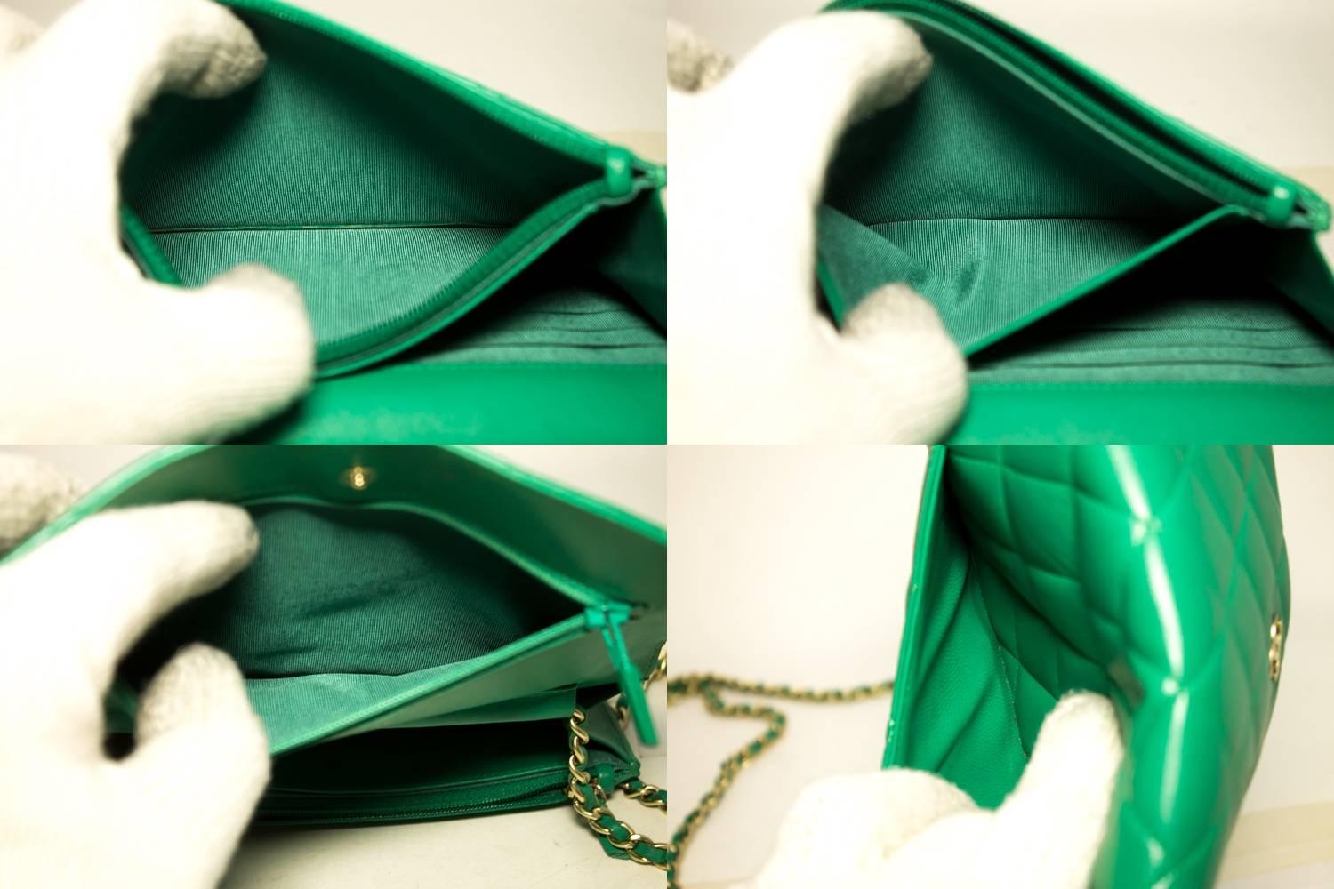 CHANEL Green Wallet On Chain WOC Shoulder Bag Crossbody Clutch 1
