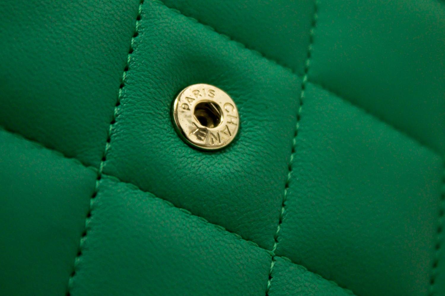 CHANEL Green Wallet On Chain WOC Shoulder Bag Crossbody Clutch 7