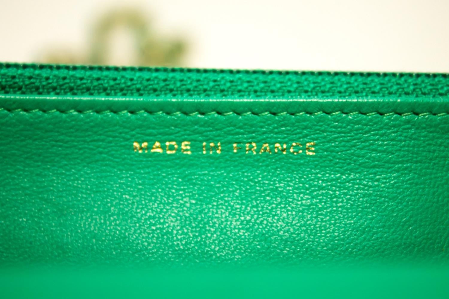 CHANEL Green Wallet On Chain WOC Shoulder Bag Crossbody Clutch 9