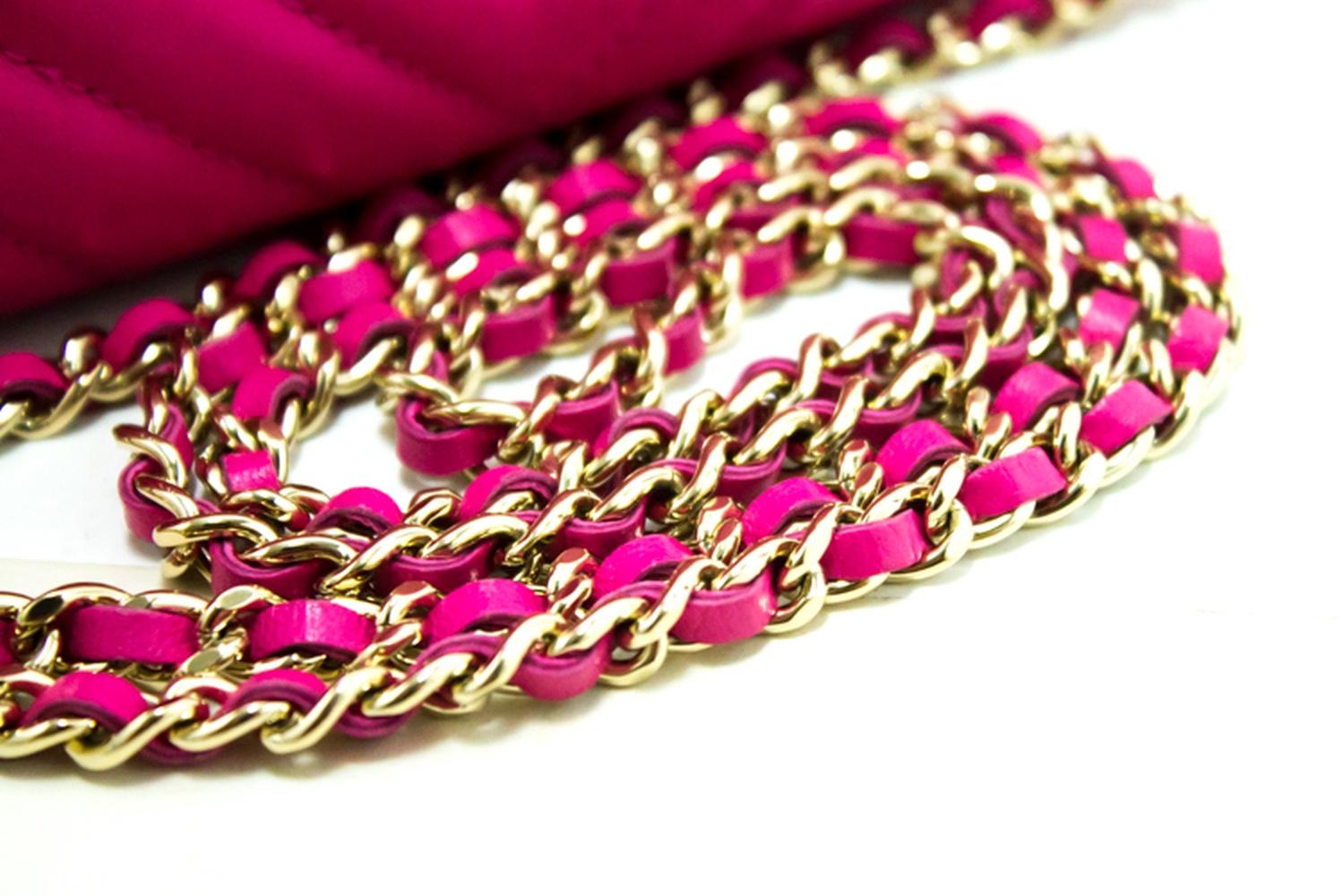 CHANEL Hot Pink Wallet On Chain WOC Double Zip Chain Shoulder Bag 5