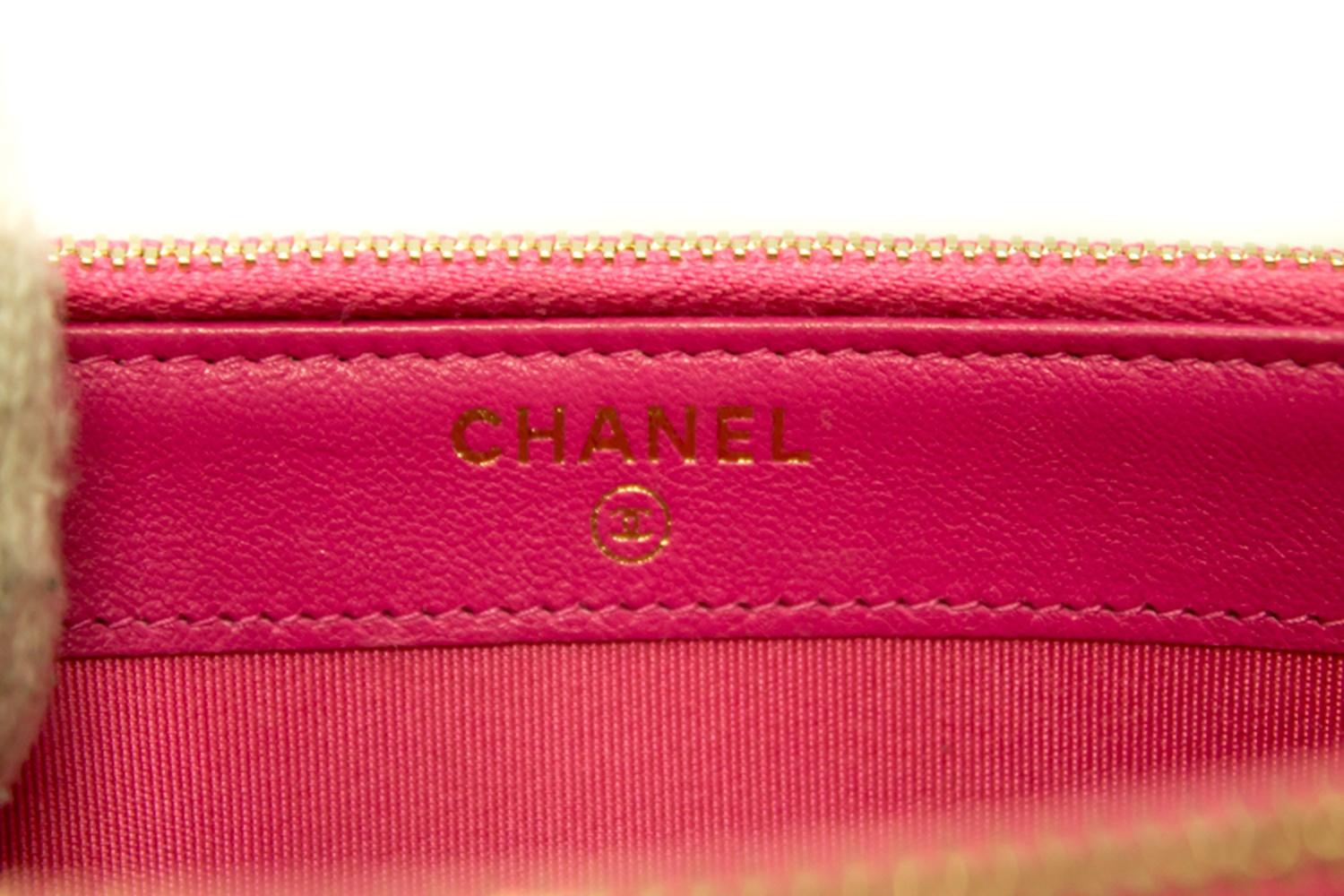 CHANEL Hot Pink Wallet On Chain WOC Double Zip Chain Shoulder Bag 9