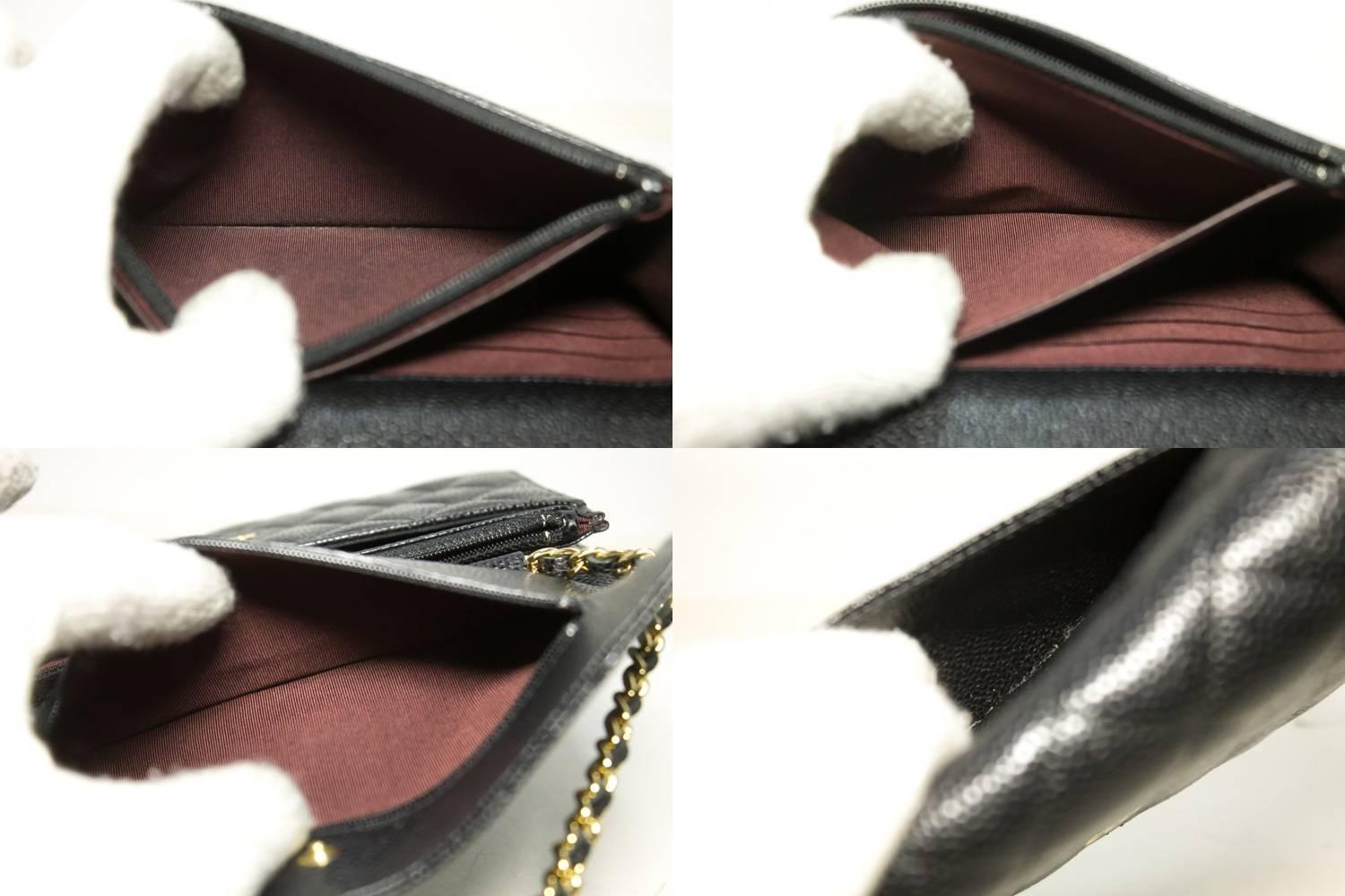Chanel Caviar Wallet On Chain WOC Black Shoulder Crossbody Bag   4