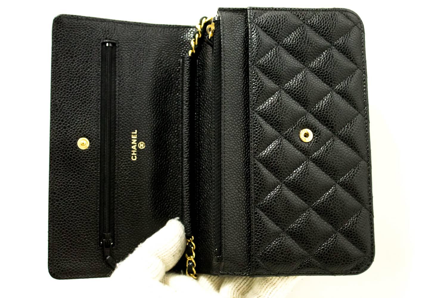 Chanel Caviar Wallet On Chain WOC Black Shoulder Crossbody Bag   6
