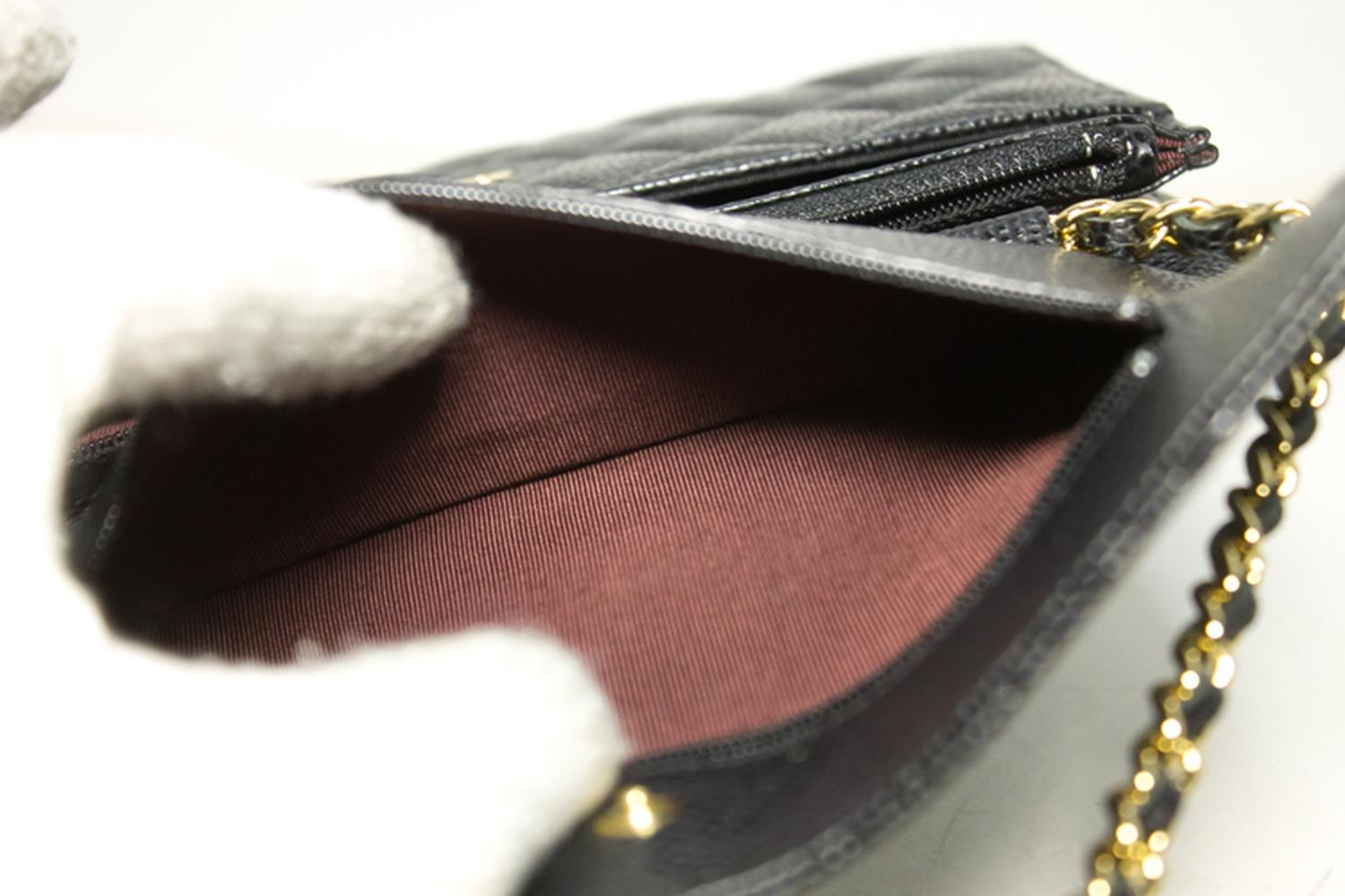 Chanel Caviar Wallet On Chain WOC Black Shoulder Crossbody Bag   16