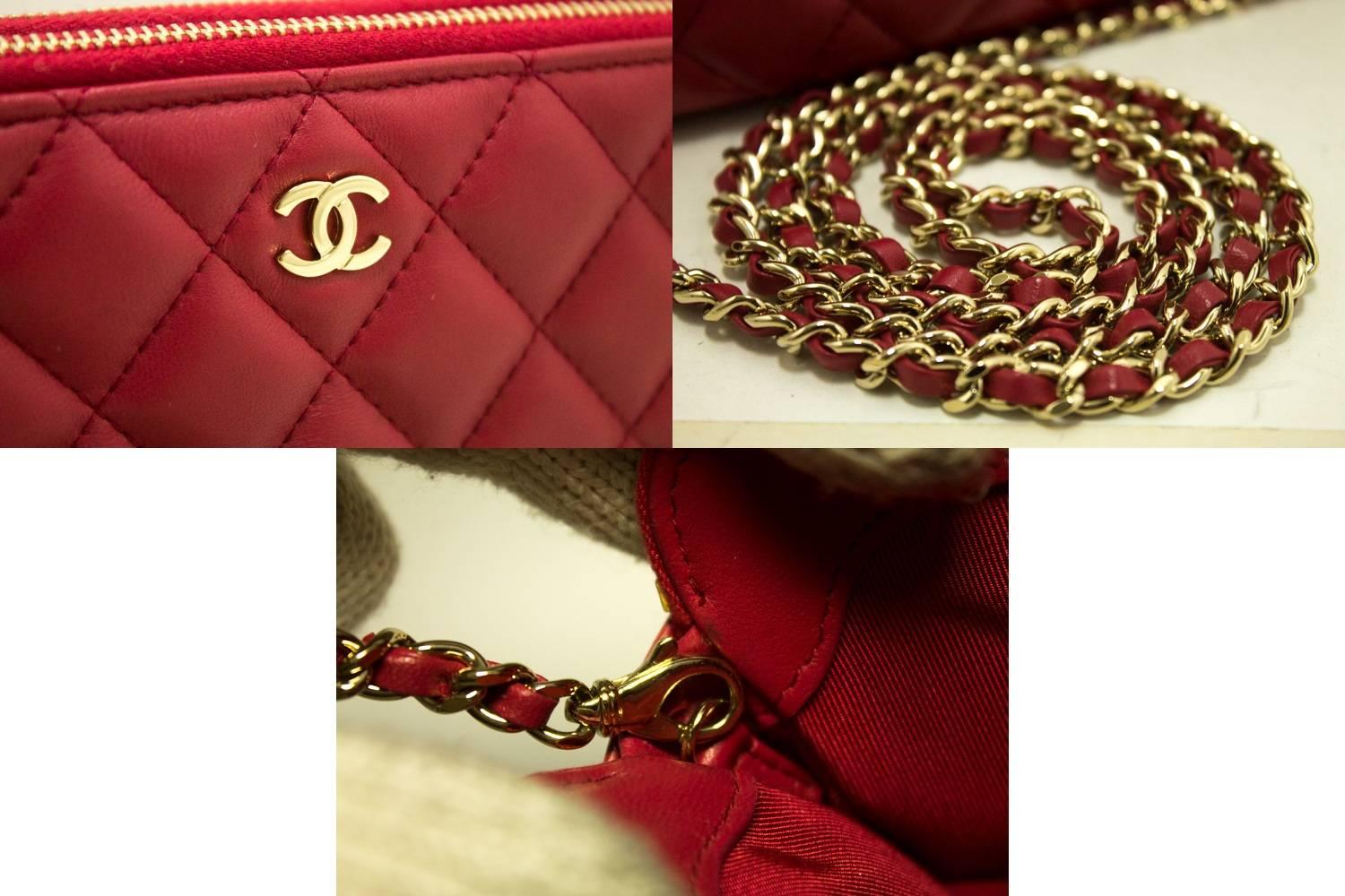 Chanel Red Wallet On Chain WOC Double Zip Chain Shoulder Bag 1