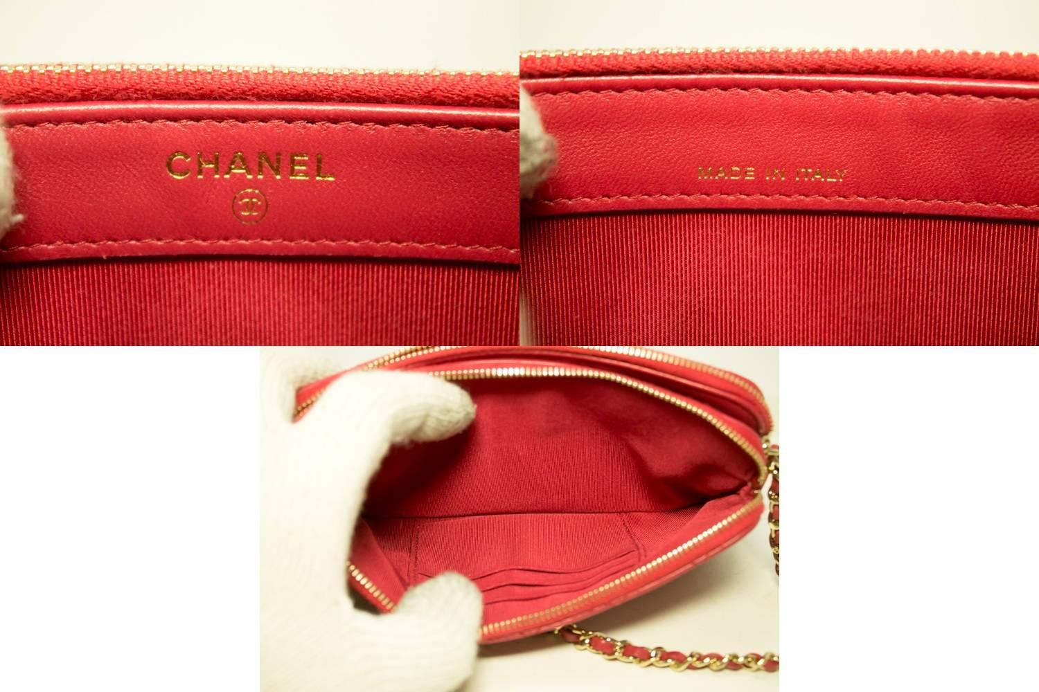 Chanel Red Wallet On Chain WOC Double Zip Chain Shoulder Bag 2