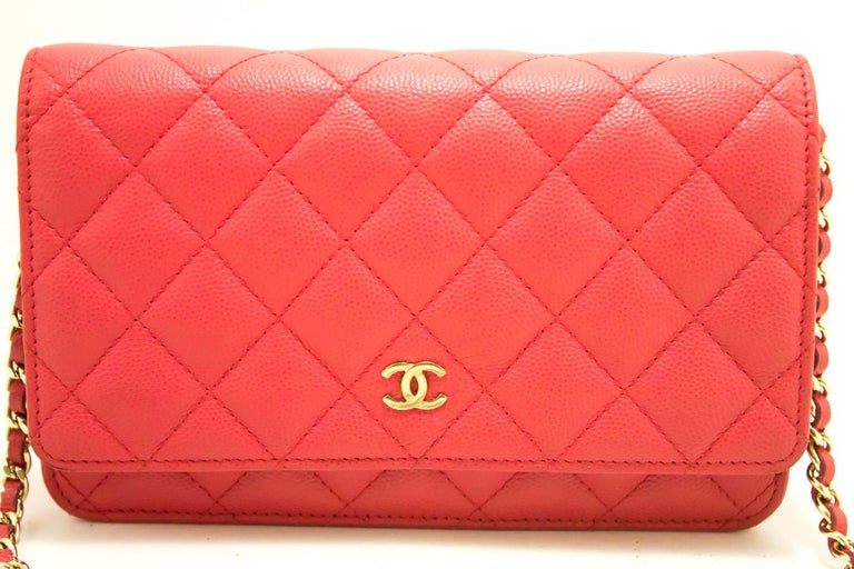 Chanel Caviar Wallet On Chain WOC Pink Crossbody Shoulder Bag For Sale ...