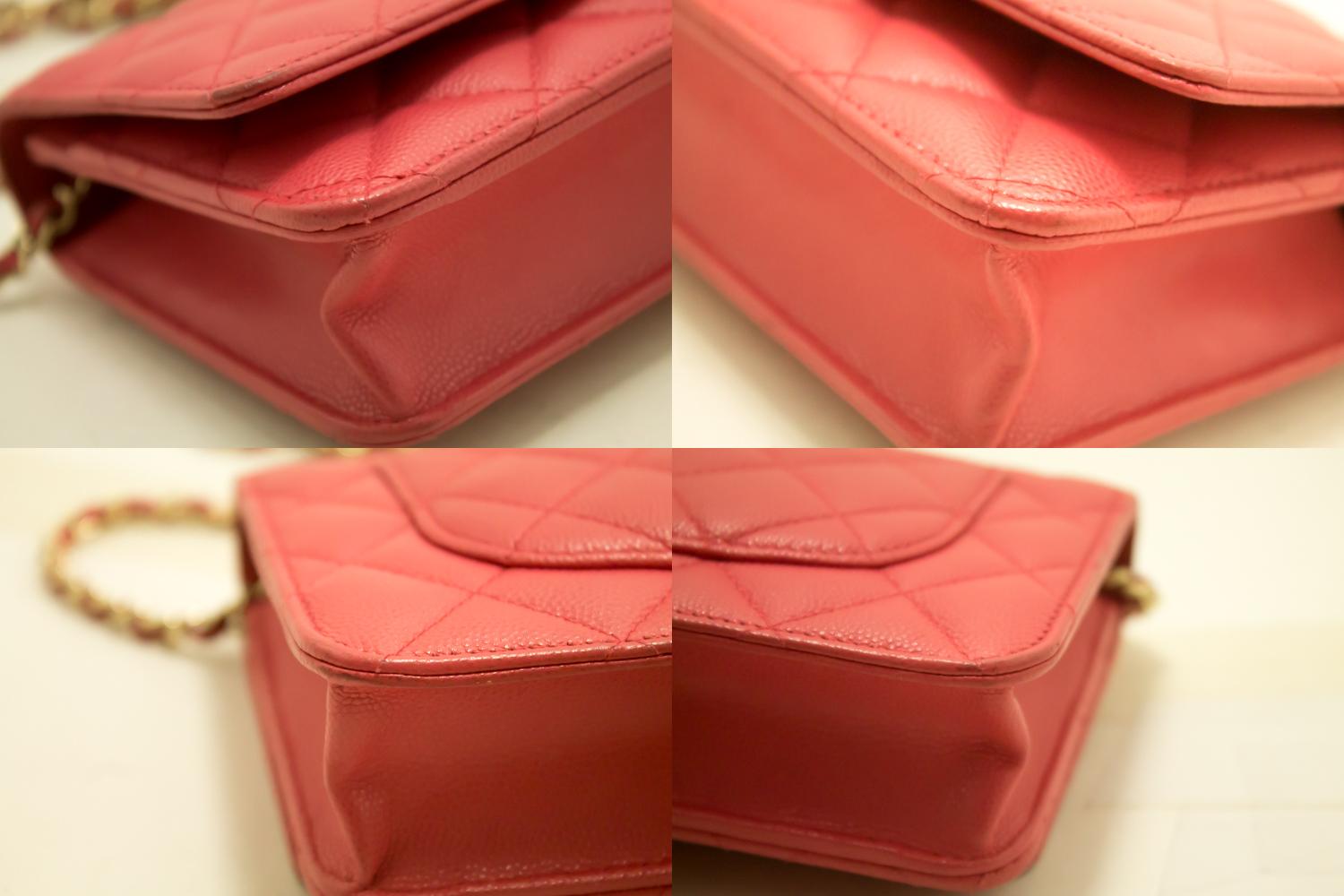 Women's Chanel Caviar Wallet On Chain WOC Pink Crossbody Shoulder Bag 