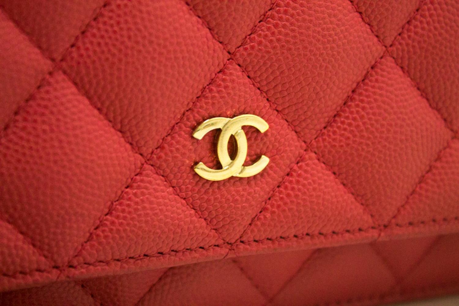 Chanel Caviar Wallet On Chain WOC Pink Crossbody Shoulder Bag  8
