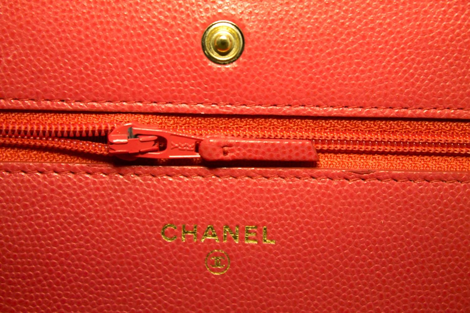 Chanel Caviar Wallet On Chain WOC Pink Crossbody Shoulder Bag  10