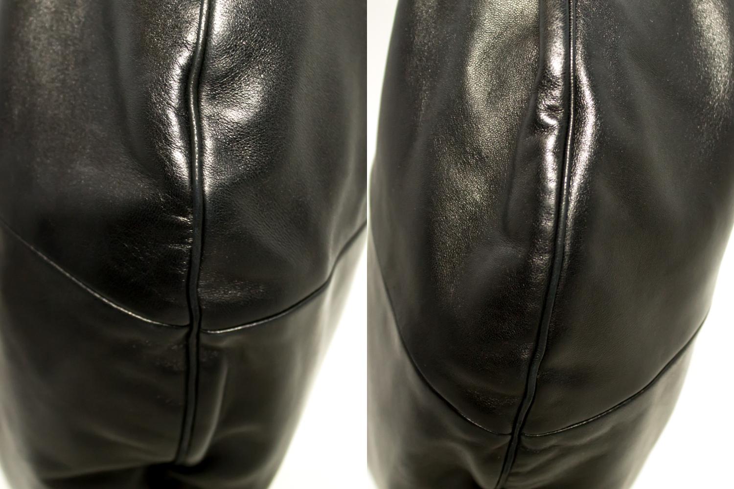 Women's Chanel Half Moon Lambskin Chain Black Leather Zipper Shoulder Bag 