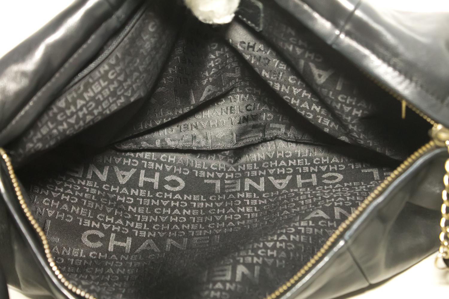 Chanel Half Moon Lambskin Chain Black Leather Zipper Shoulder Bag  3