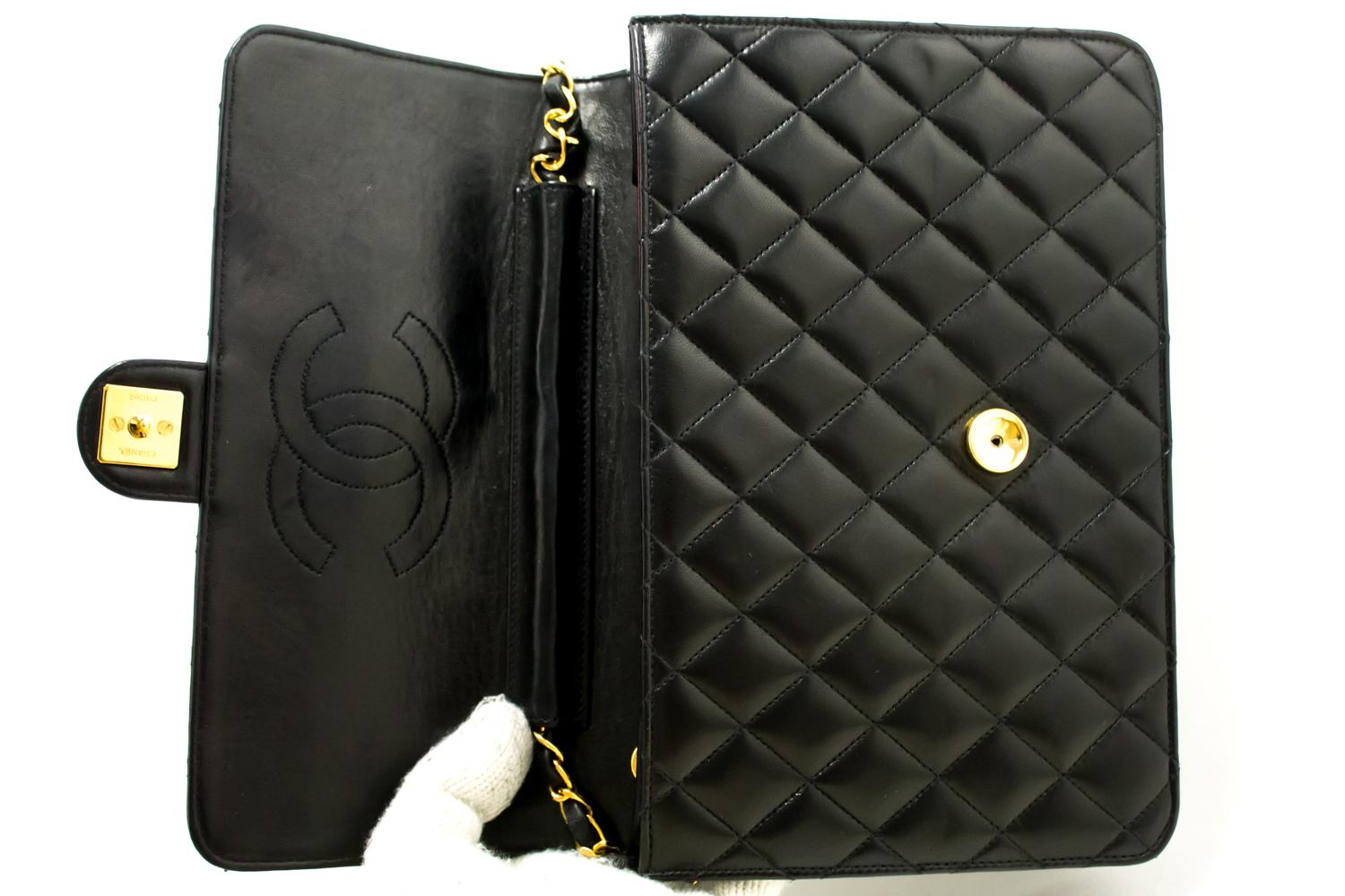 Chanel Chain Black Quilted Flap Lambskin Shoulder Bag Clutch  6