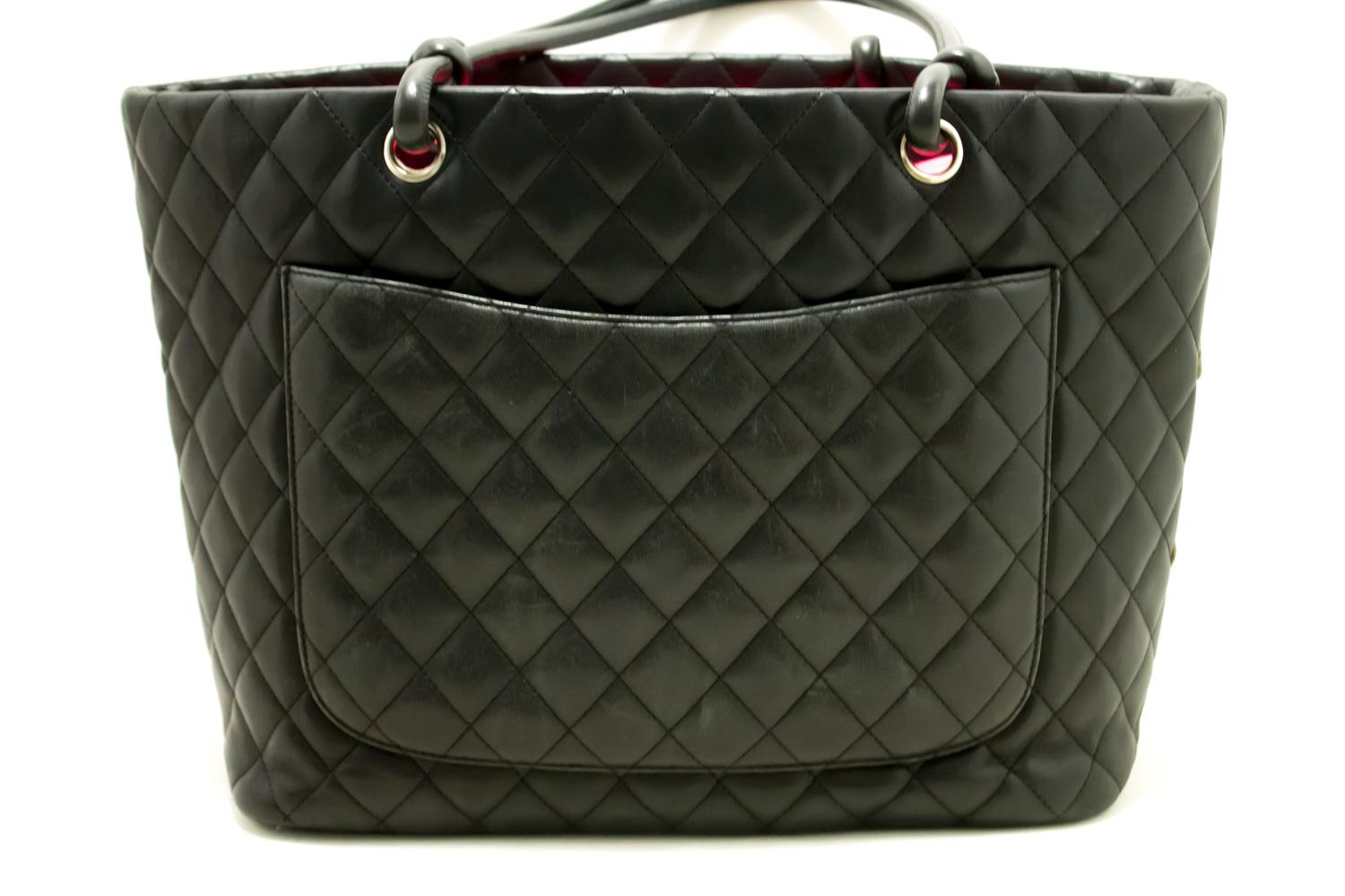 Chanel Cambon Black White Quilted Calfskin Large Shoulder Bag Tote  In Good Condition In Takamatsu-shi, JP