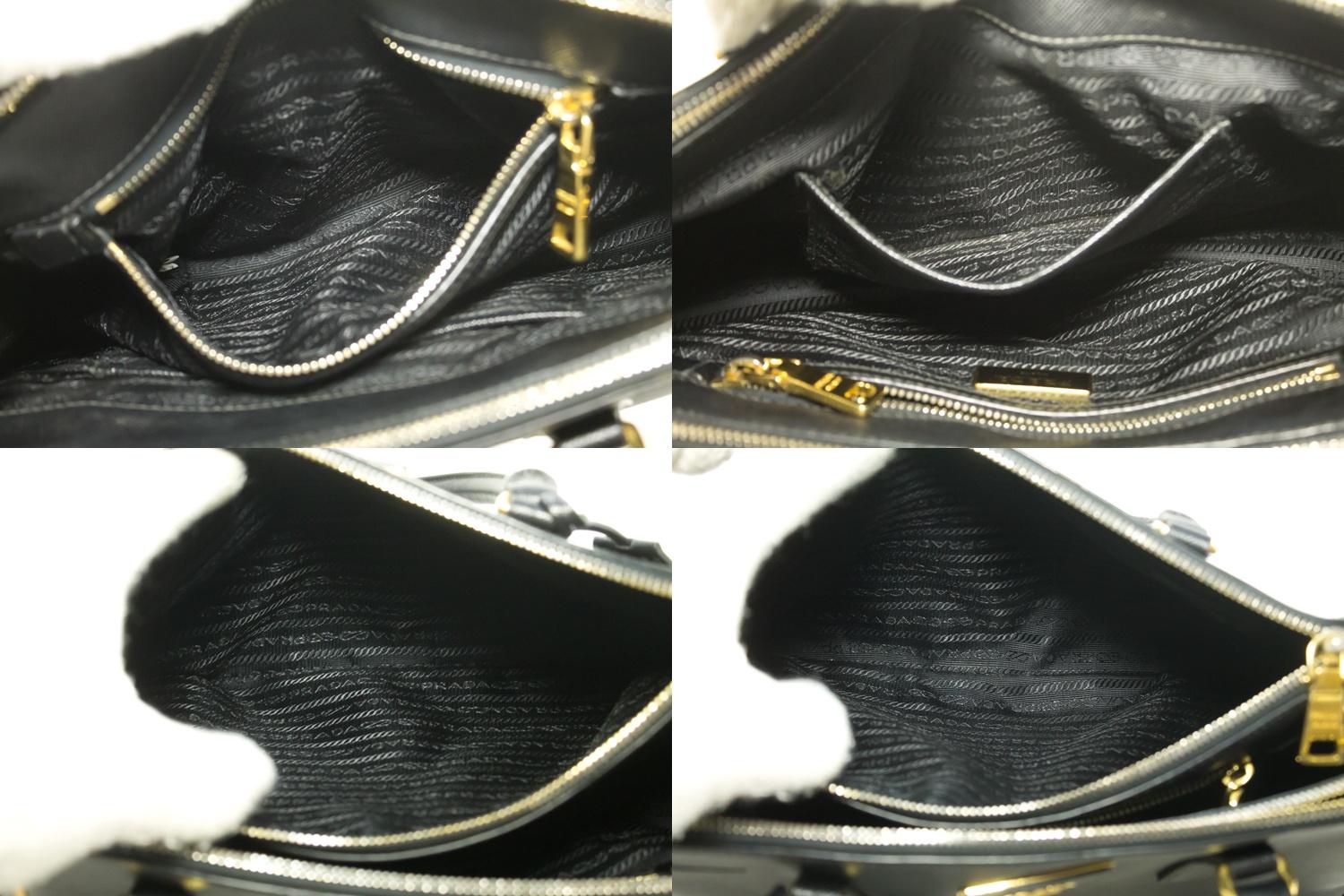 Prada Saffiano Lux Black Leather Gold 2 Way Handbag Shoulder Bag  1