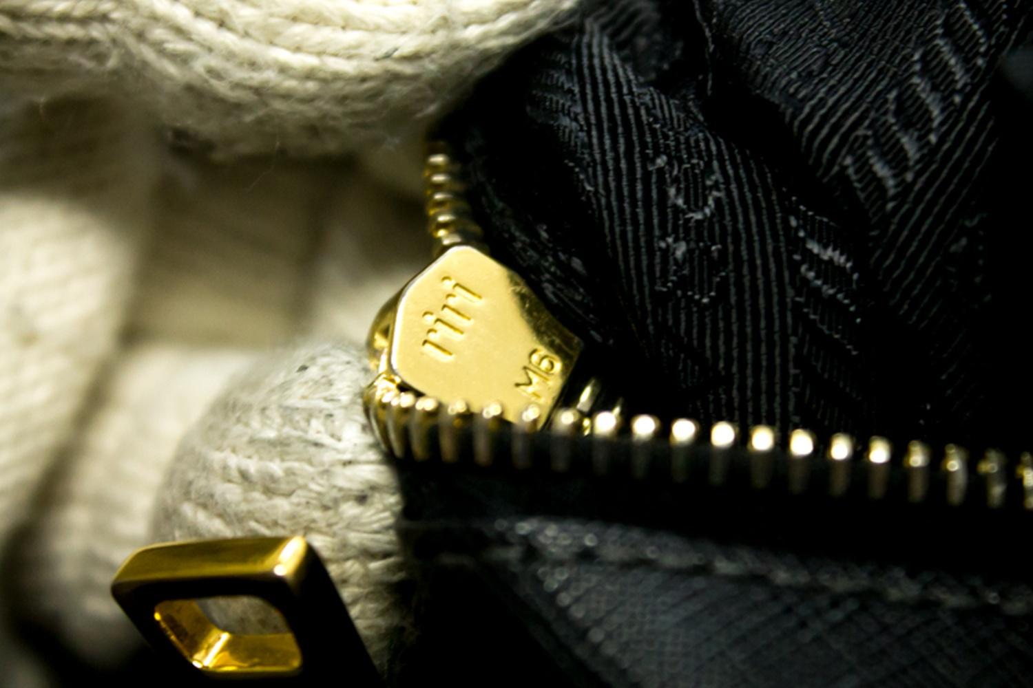 Prada Saffiano Lux Black Leather Gold 2 Way Handbag Shoulder Bag  12
