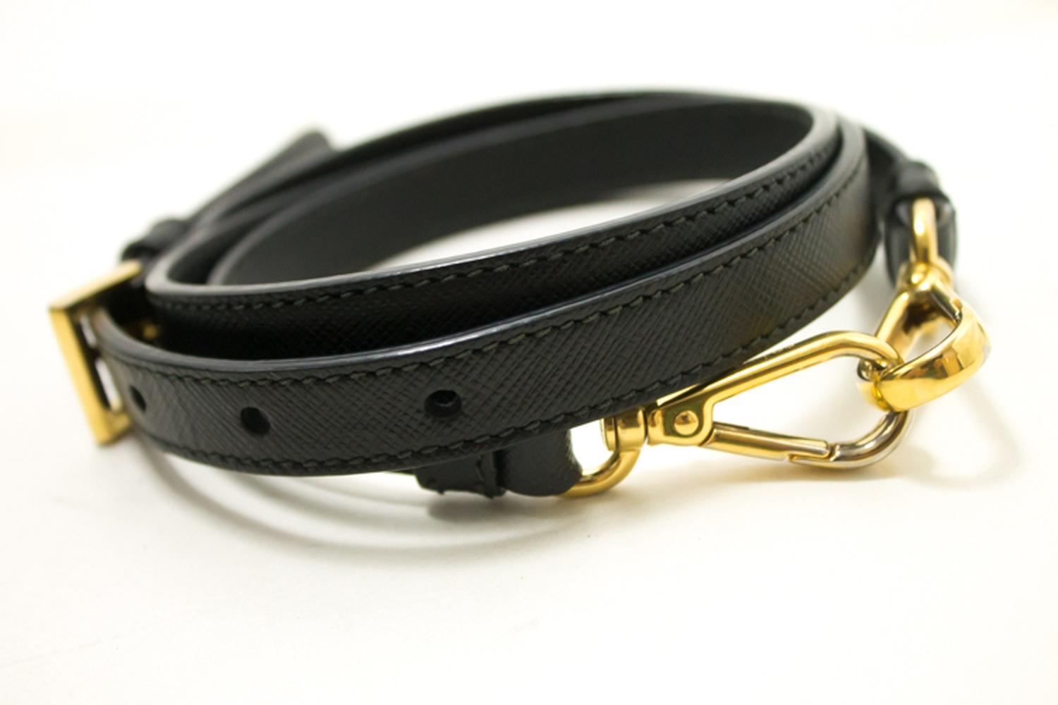 Prada Saffiano Lux Black Leather Gold 2 Way Handbag Shoulder Bag  13