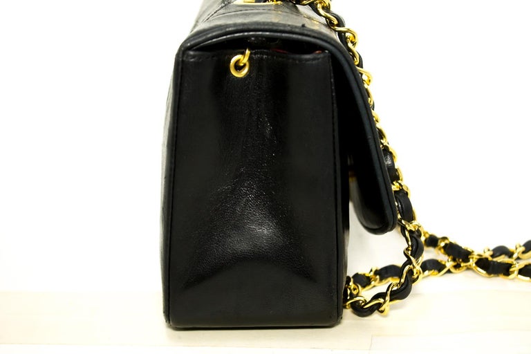 Chanel Diana Black Quilted Lamb Chain Flap Shoulder Crossbody Bag For ...