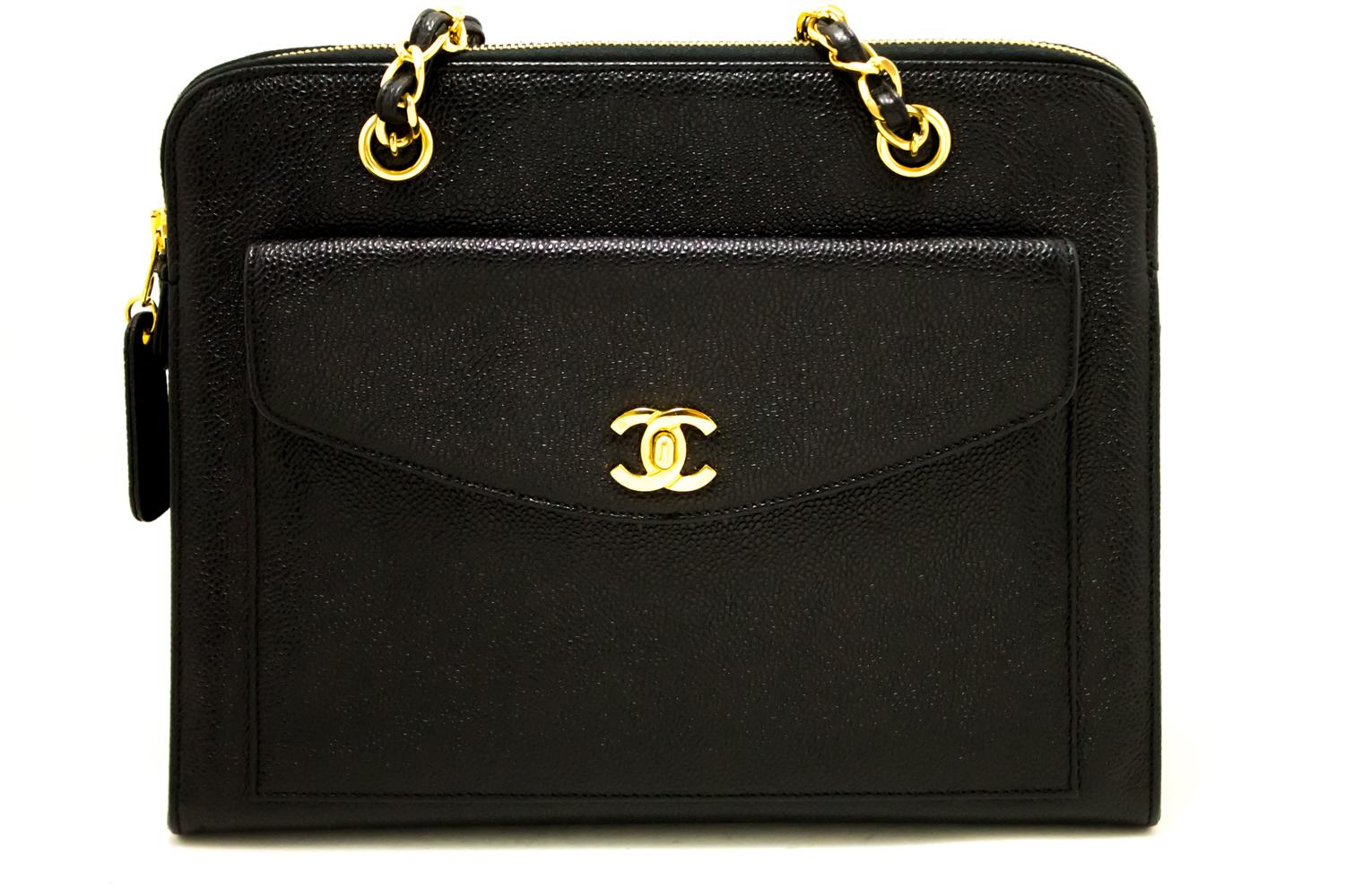 An authentic CHANEL Caviar Large Chain Shoulder Bag Black Leather Gold Hardware. The color is Black. The outside material is Leather. The pattern is Solid.
Conditions & Ratings
Outside material: Caviar leather
Color: Black
Closure: Zipper
Hardware