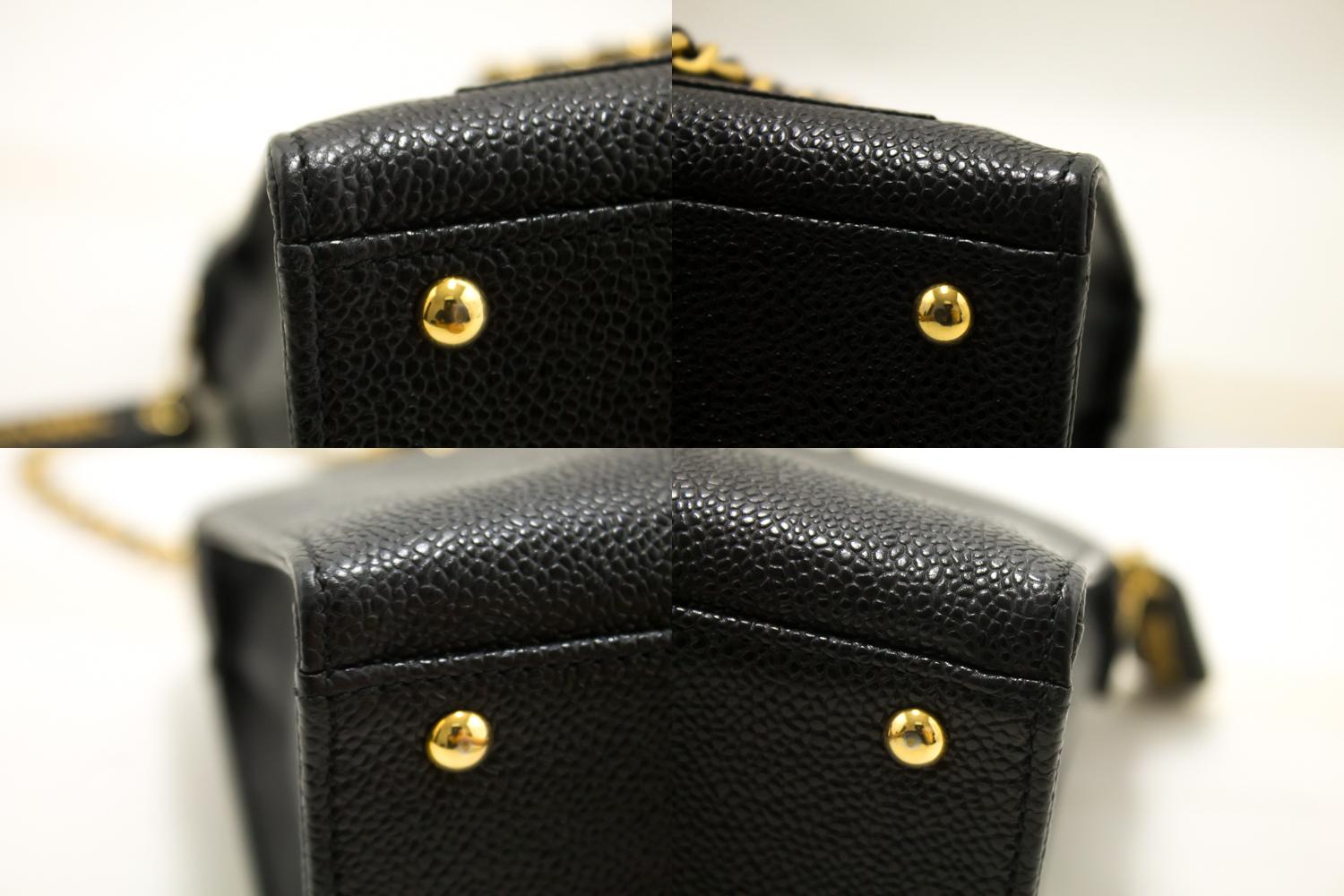 Chanel Caviar Large Chain Shoulder Bag Leather Black Gold Hardware 2