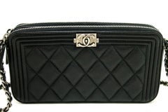 CHANEL Boy Caviar WOC Brieftasche auf Kette W Zip Kette Umhängetasche