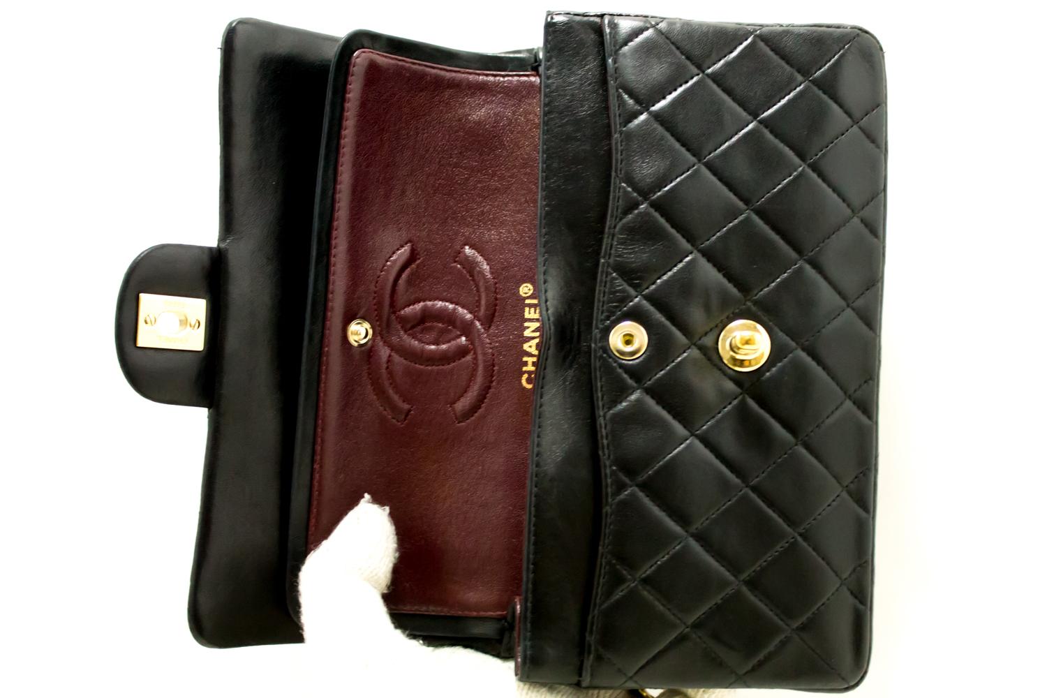 CHANEL 2.55 Double Flap Small Chain Shoulder Bag Black Quilted 6