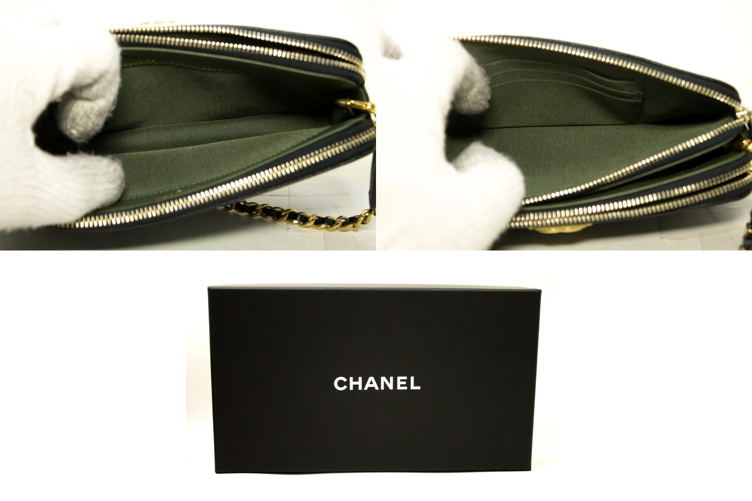 MINT! CHANEL Boy Black Caviar WOC Wallet On Chain Zip Shoulder Bag 5