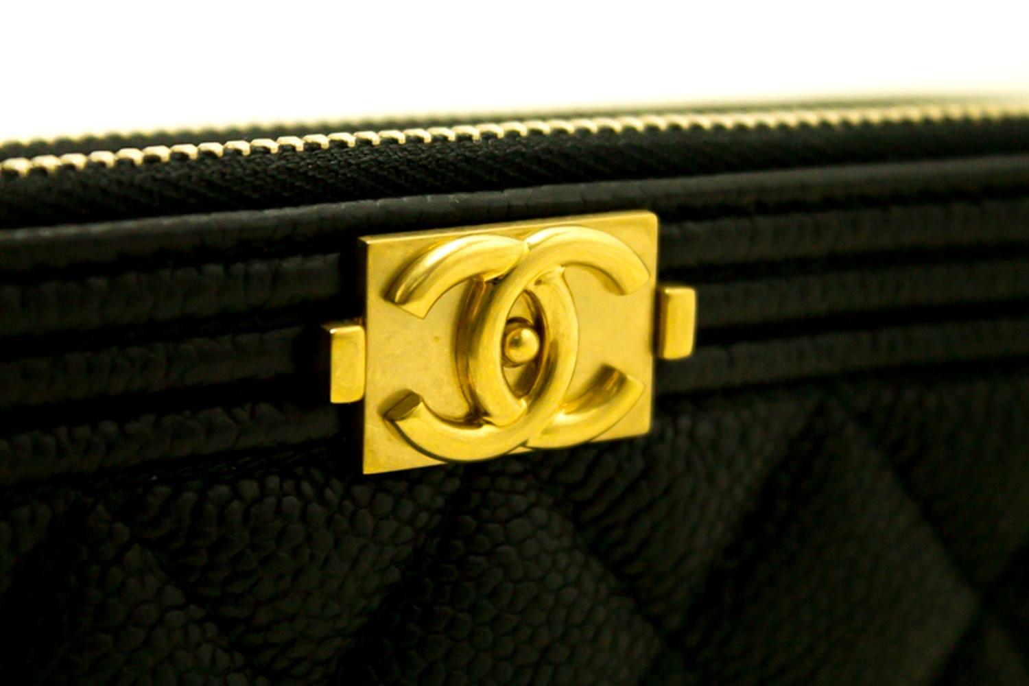 MINT! CHANEL Boy Black Caviar WOC Wallet On Chain Zip Shoulder Bag 10