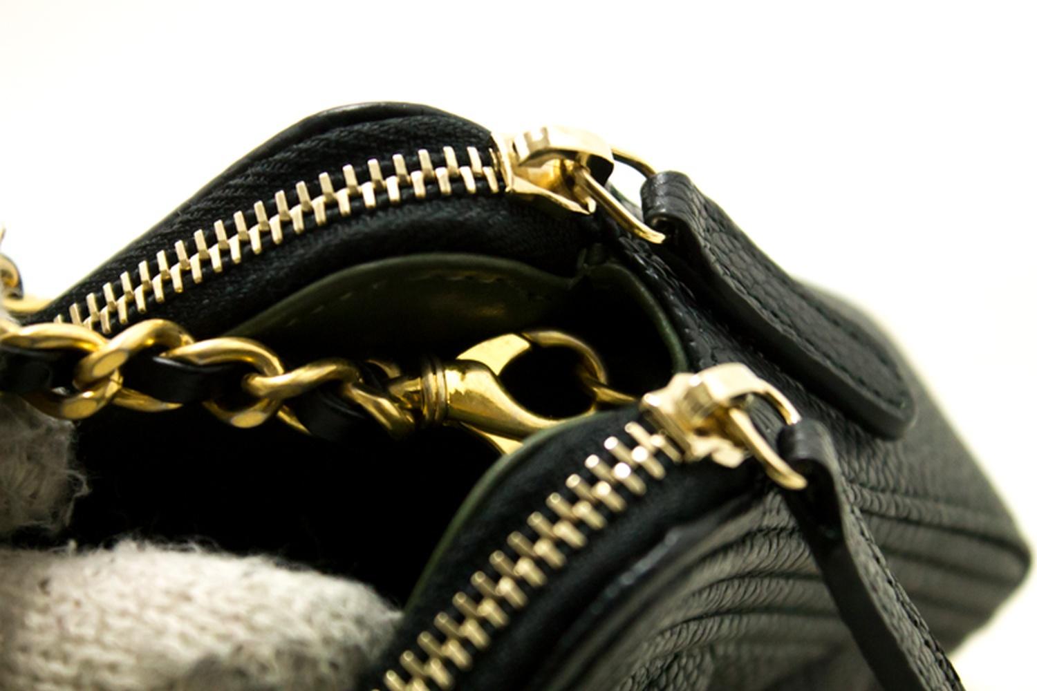 MINT! CHANEL Boy Black Caviar WOC Wallet On Chain Zip Shoulder Bag 11
