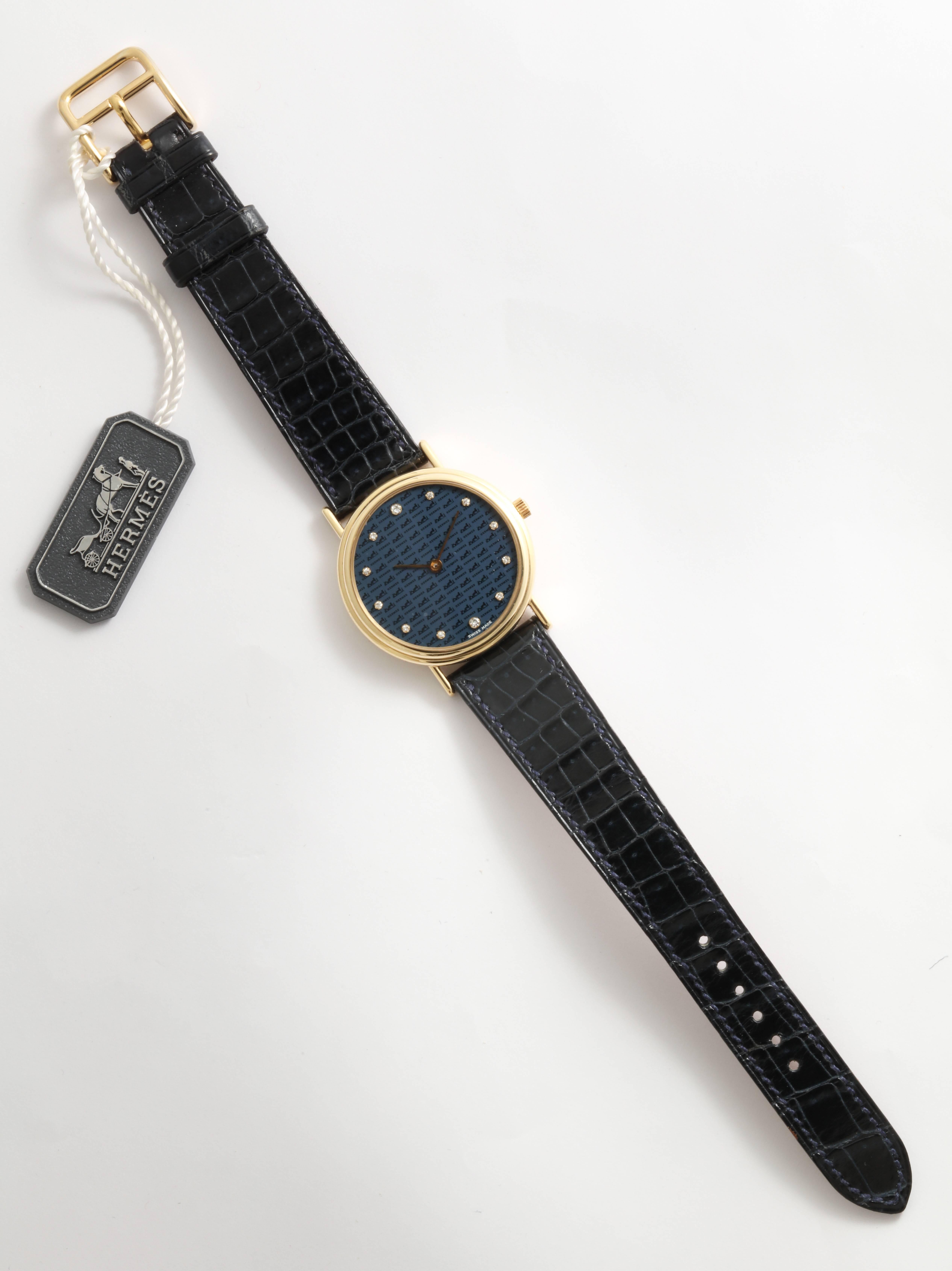 Hermes Limited EditionGold and Diamond Watch In Good Condition For Sale In New York, NY