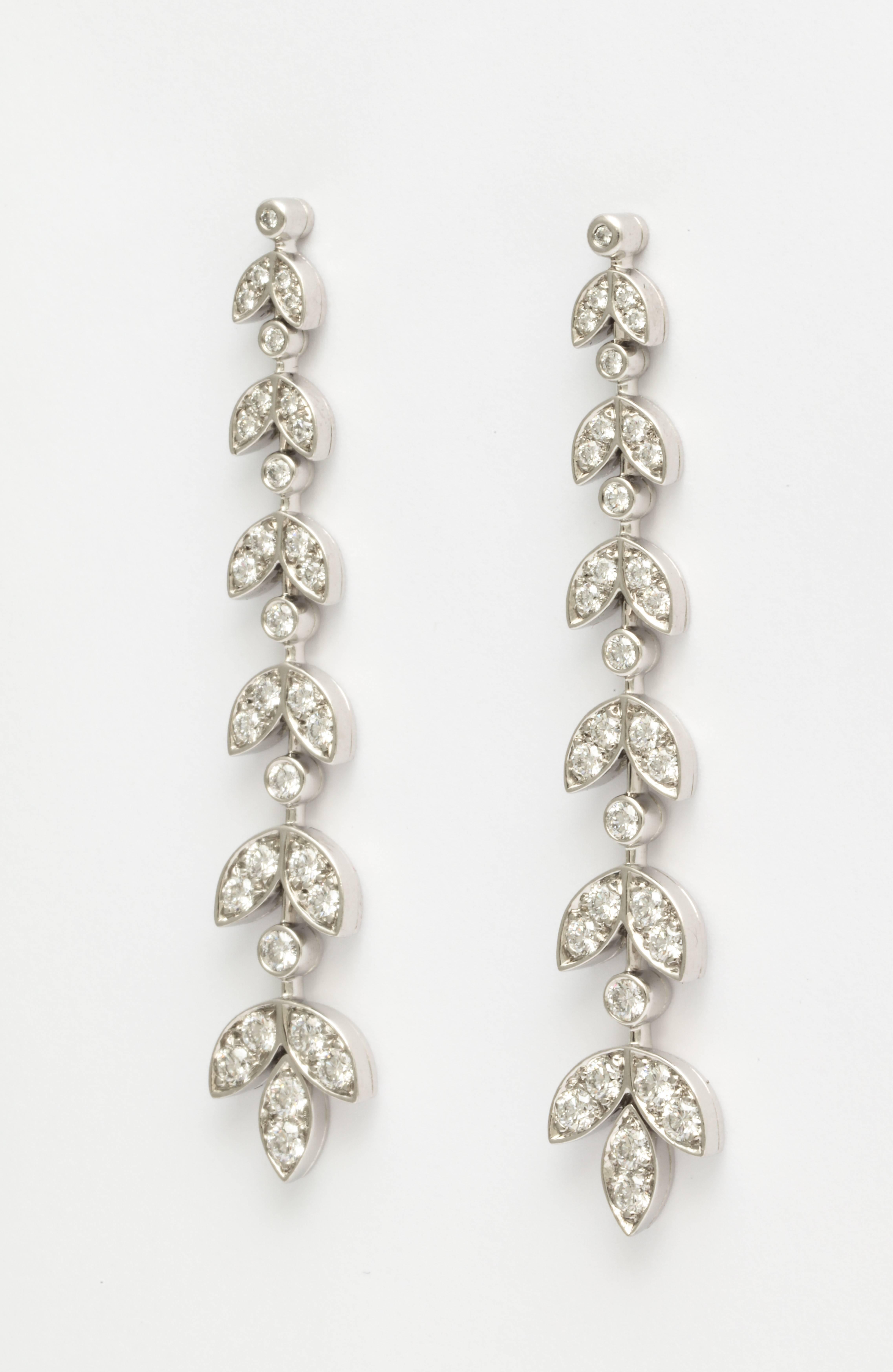 Art Deco Tiffany and Company Platinum and Diamond Pendant Earrings 