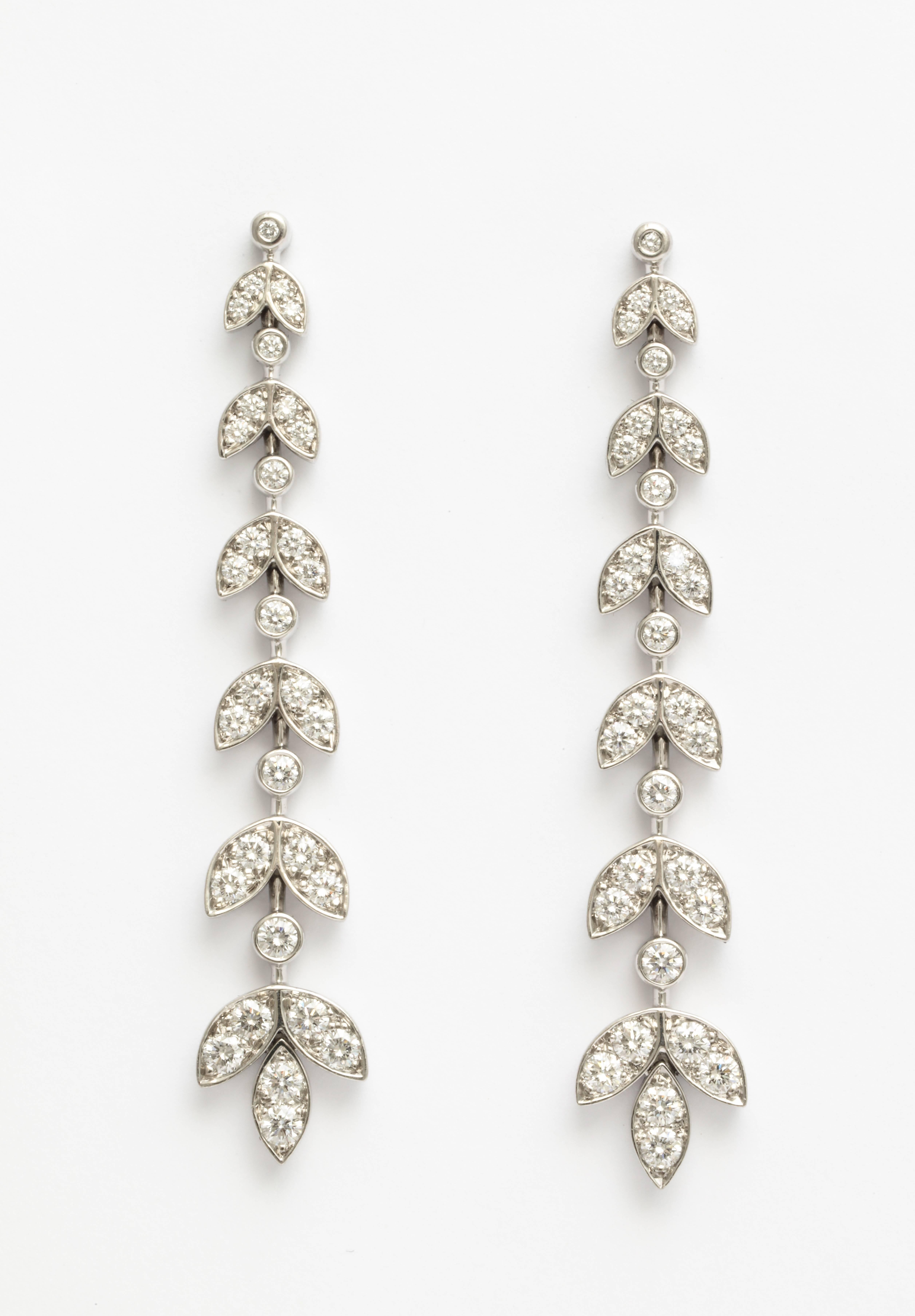 Women's Tiffany and Company Platinum and Diamond Pendant Earrings 