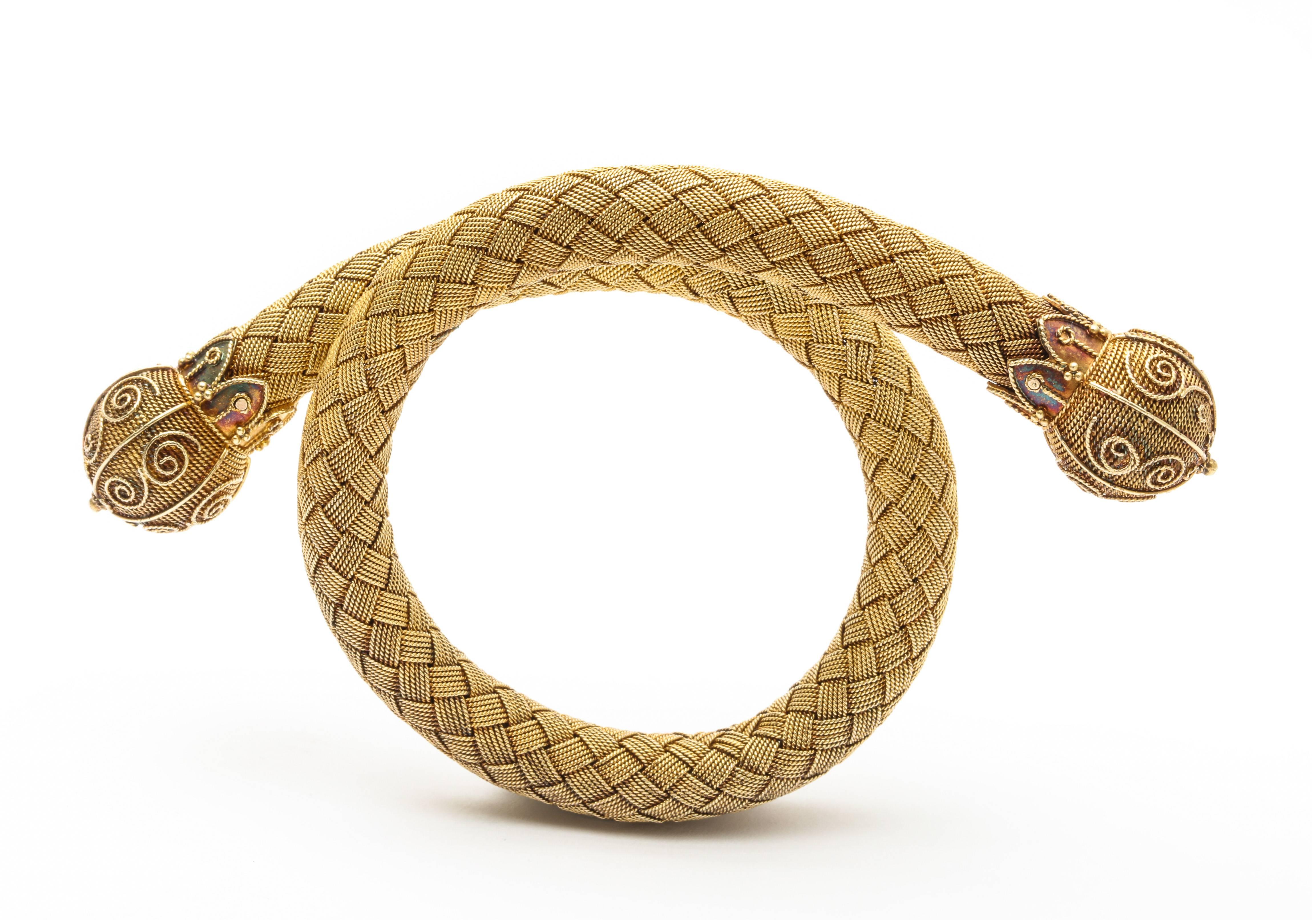 Antique 18kt Gold Mesh Woven Snake Bracelet 2