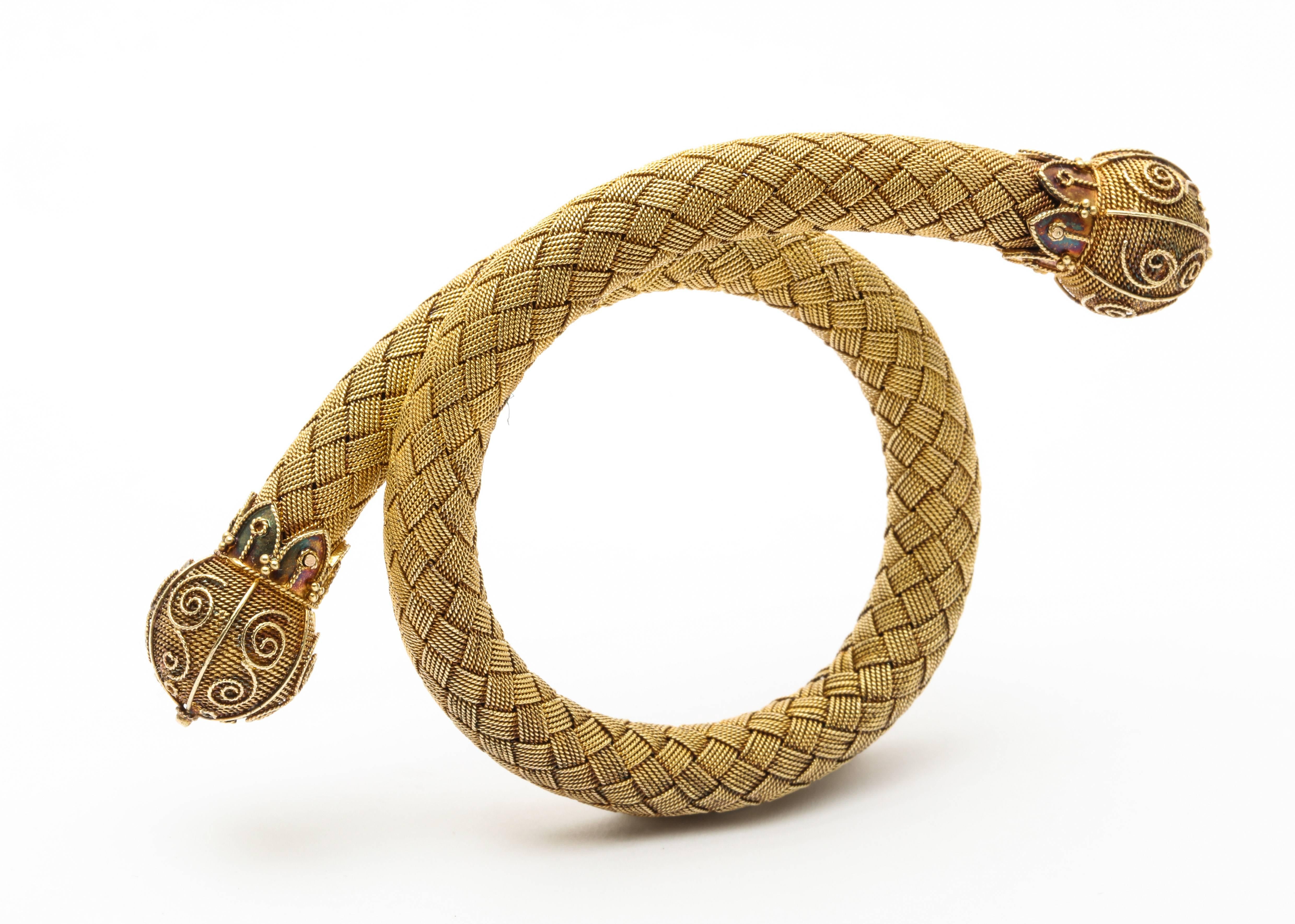 Antique 18kt Gold Mesh Woven Snake Bracelet 3