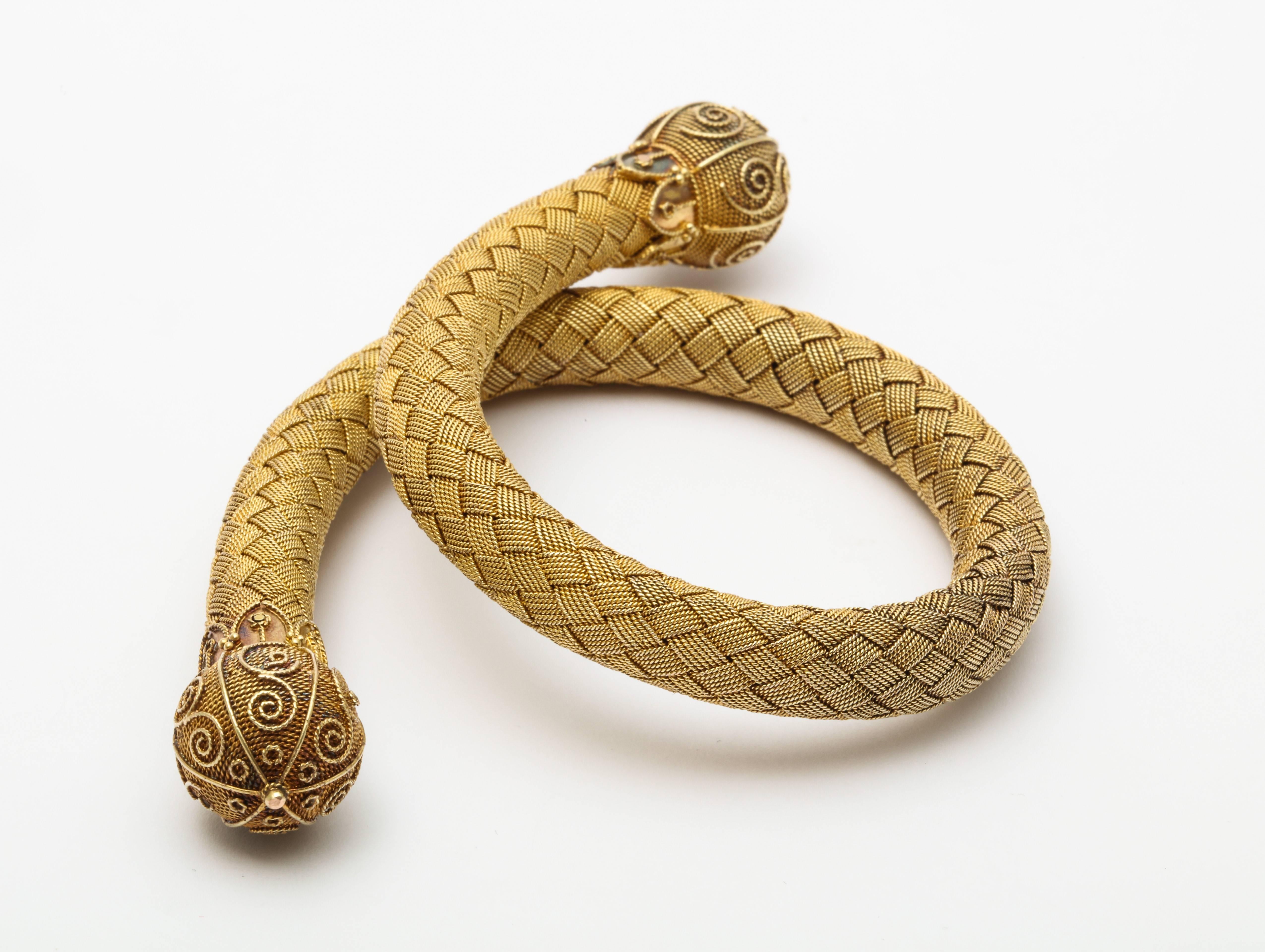 Antique 18kt Gold Mesh Woven Snake Bracelet 4