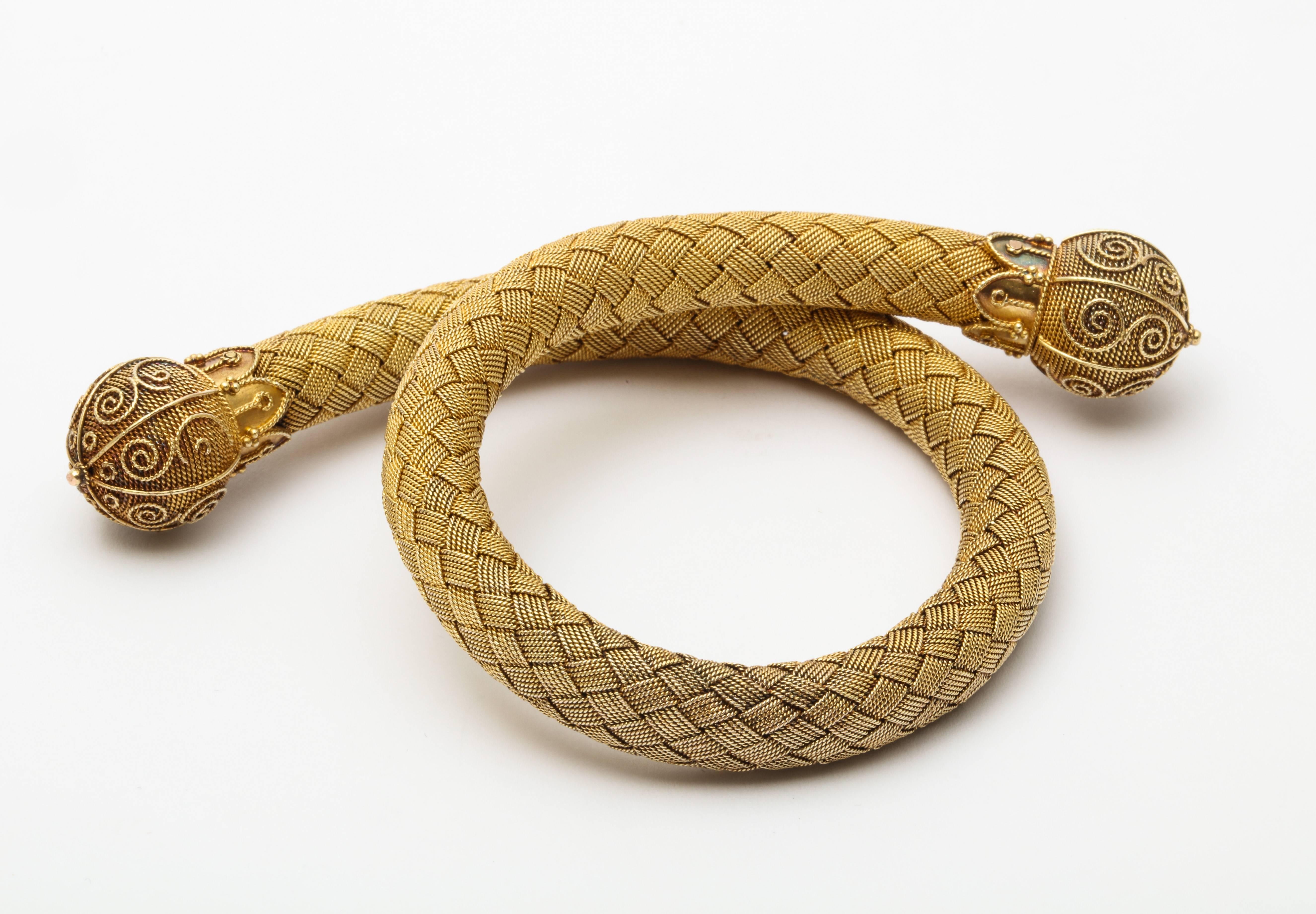 Antique 18kt Gold Mesh Woven Snake Bracelet 5