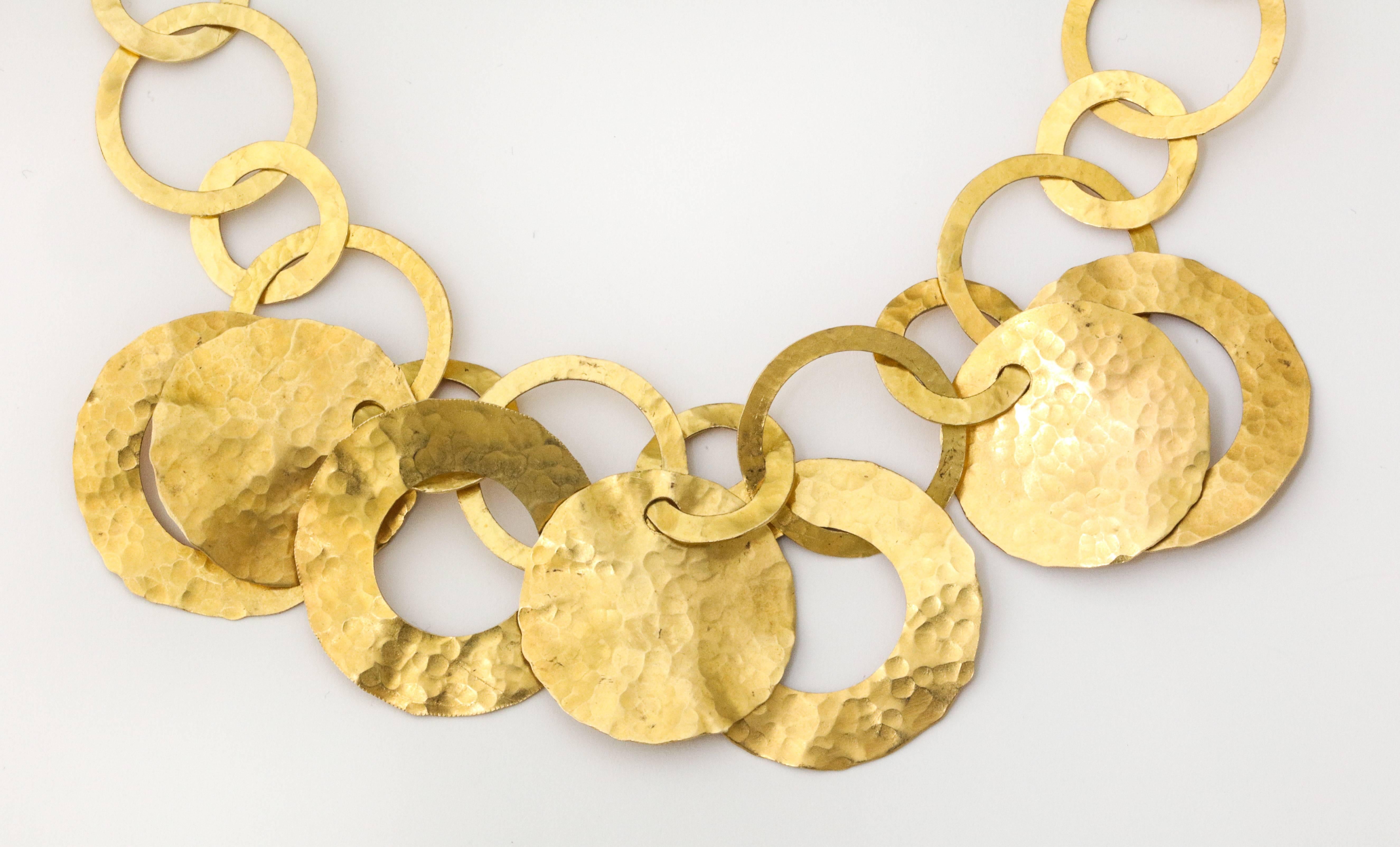 Women's Hammered 14k Gold  Modernist Collier