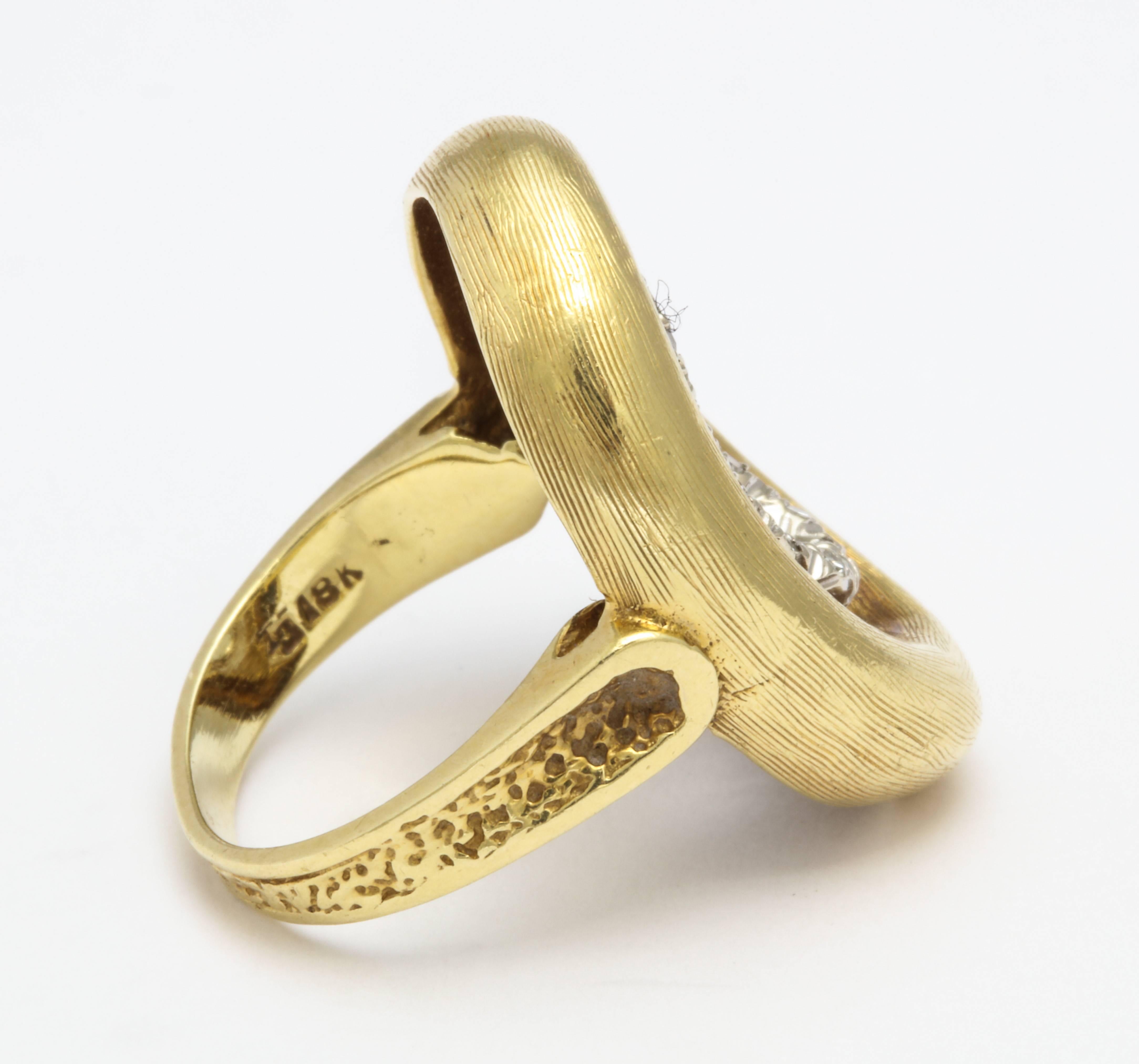 Modernist Design Gold and Diamond Ring 1