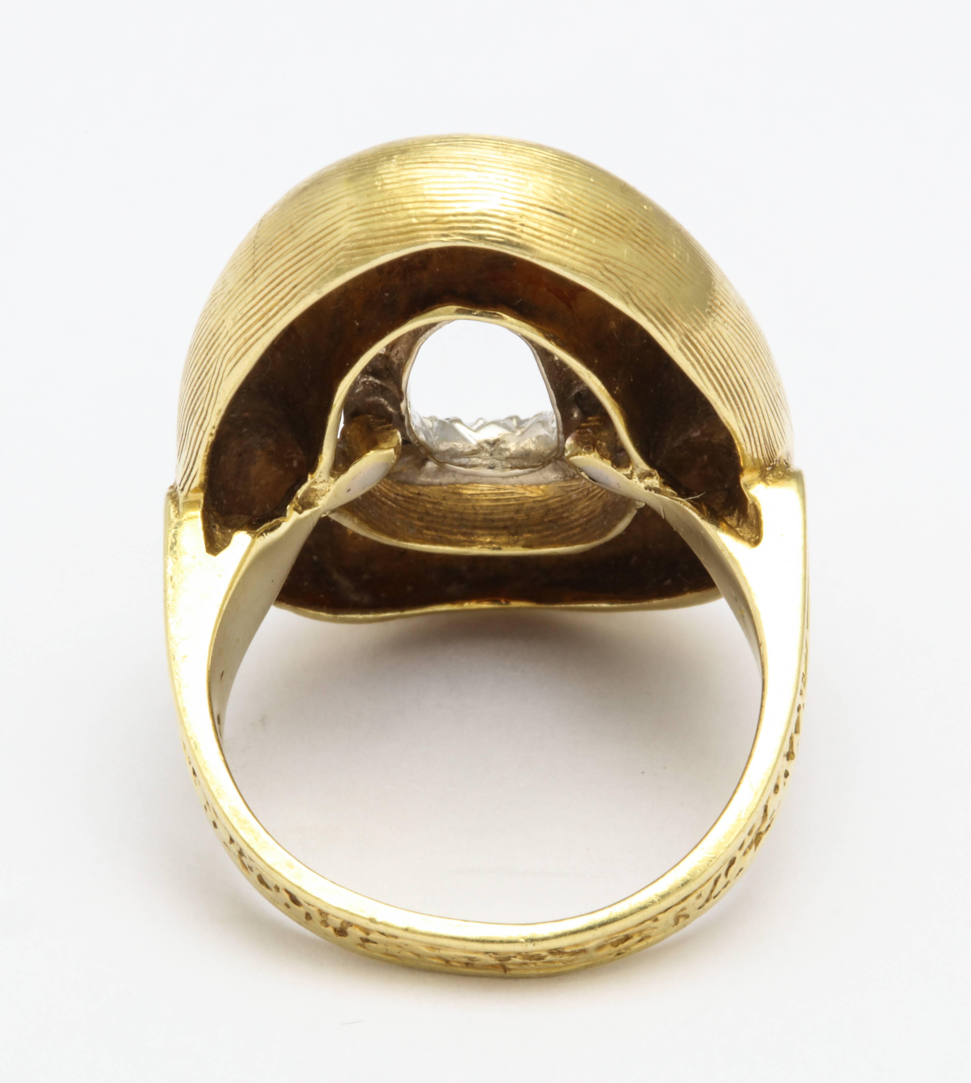 Modernist Design Gold and Diamond Ring 2